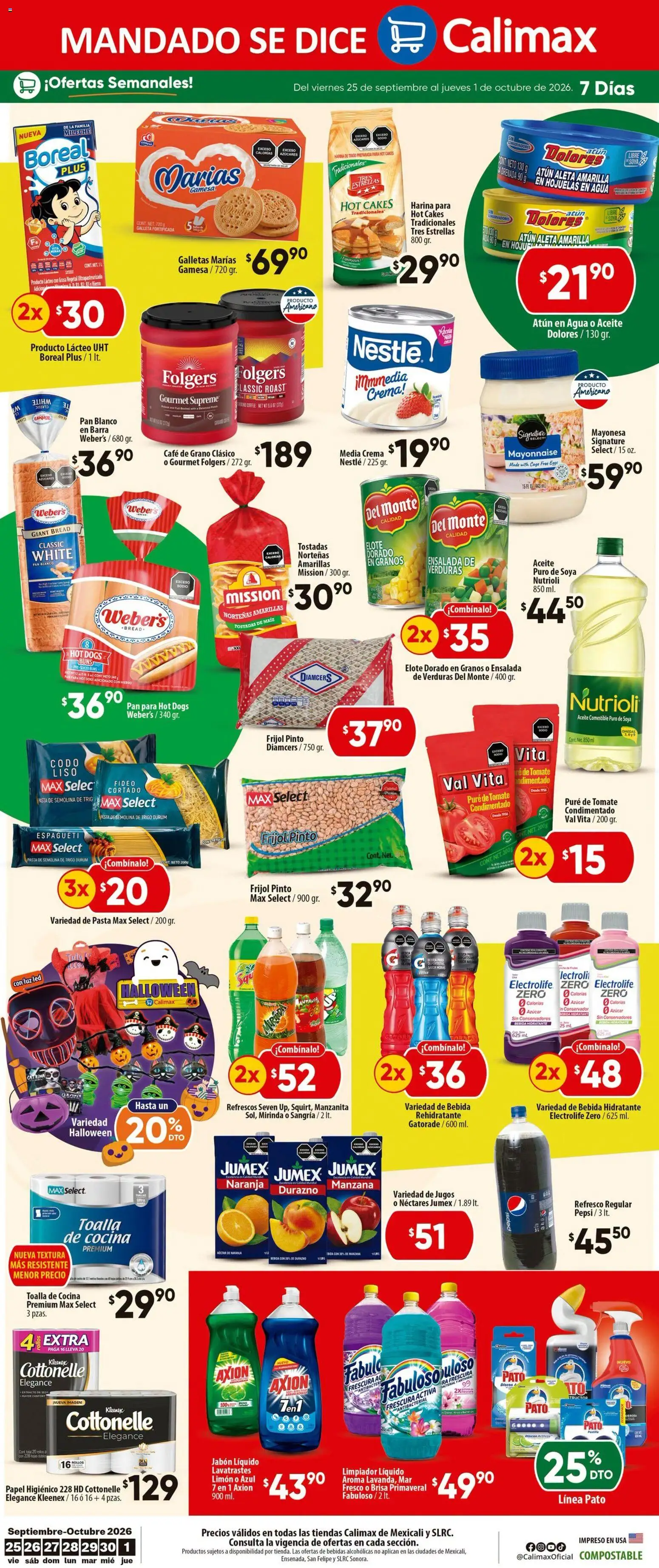 Nuevas ofertas de Calimax válidas en toda la República Mexicana desde el 25/09/2026. ¡Encuentra las mejores ofertas en Calimax folleto Mexicali y SLRC! | Página: 6 | Productos: Azúcar, Agua, Limón, Ensalada