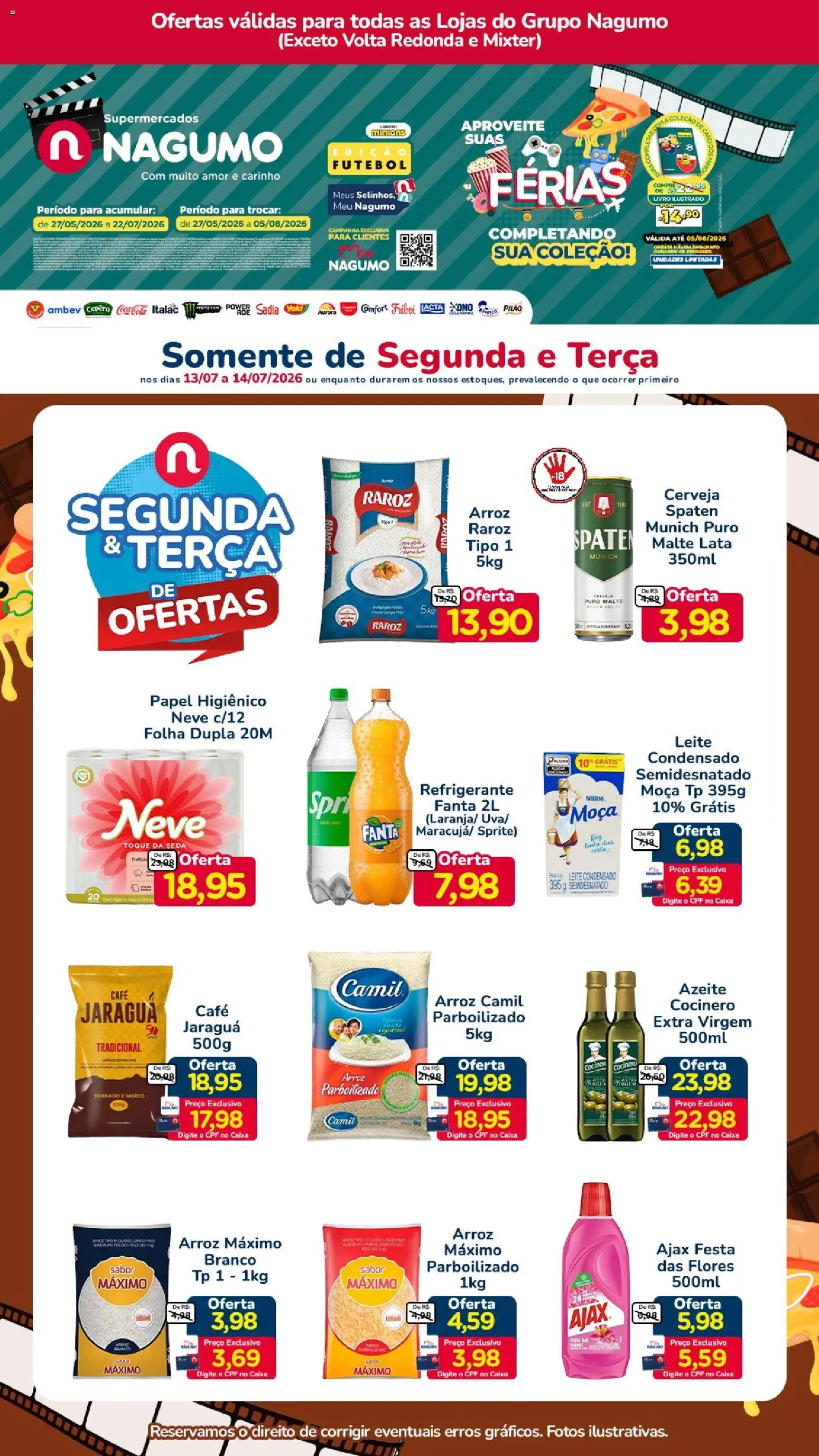 Nagumo Folheto - válido de 13/07/2026 | Página: 1 | Produtos: Livro, Café, Azeite, Papel higiênico