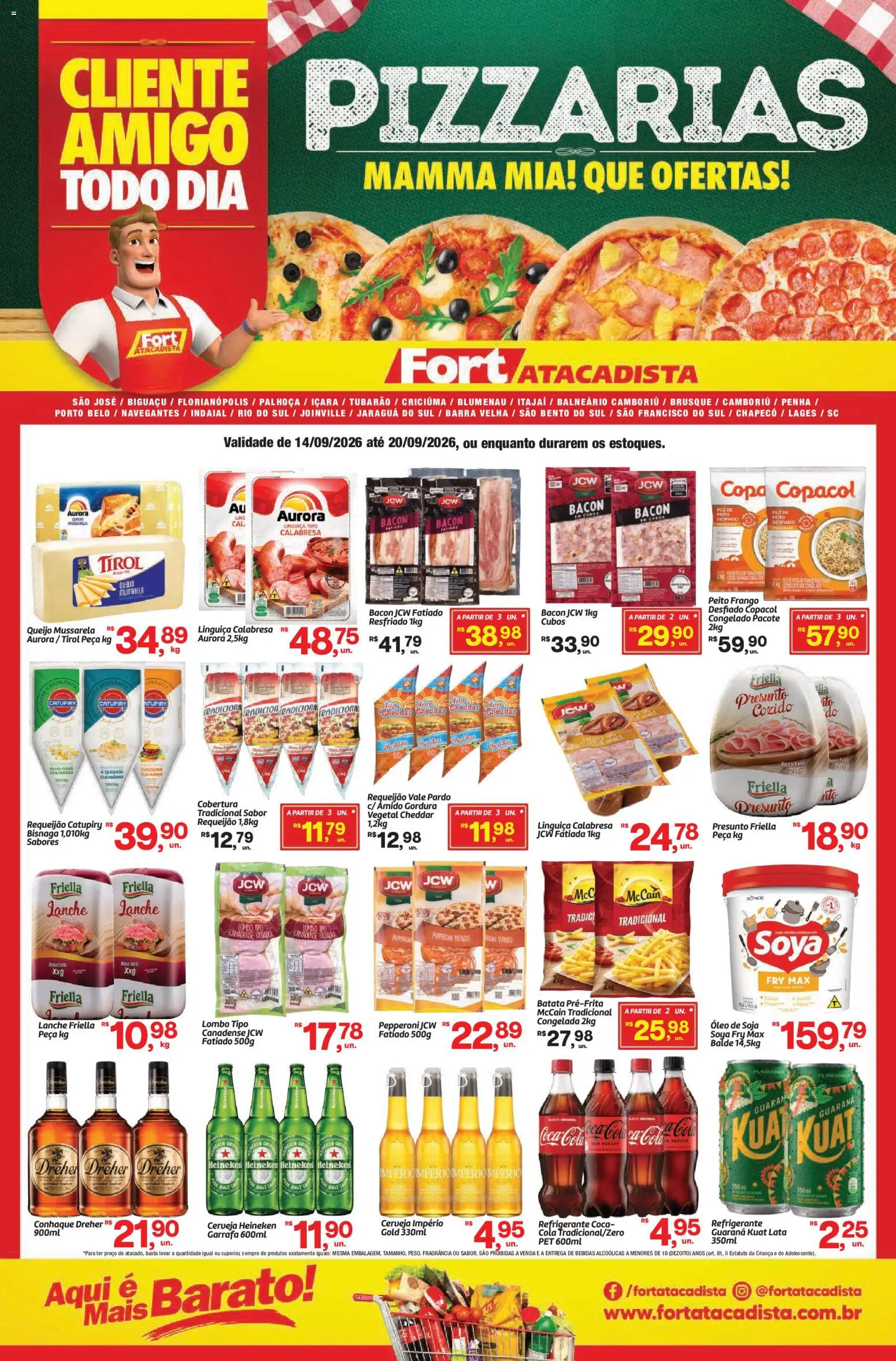 Fort Atacadista Folheto - válido de 14/09/2026 | Página: 1 | Produtos: Lombo, Bacon, Frango, Requeijão