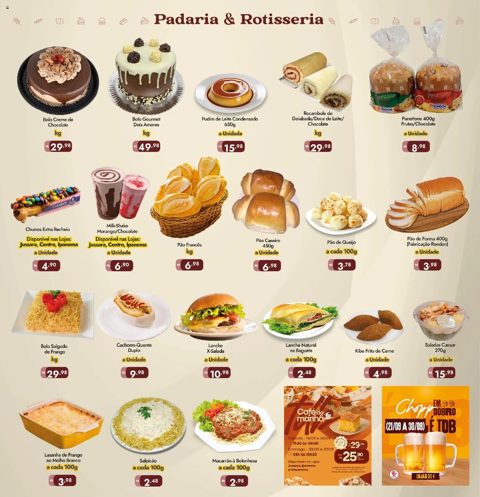 Supermercados Rondon Folheto - válido de 21/09/2026 | Página: 8 | Produtos: Carne, Pão de forma, Lasanha, Leite condensado