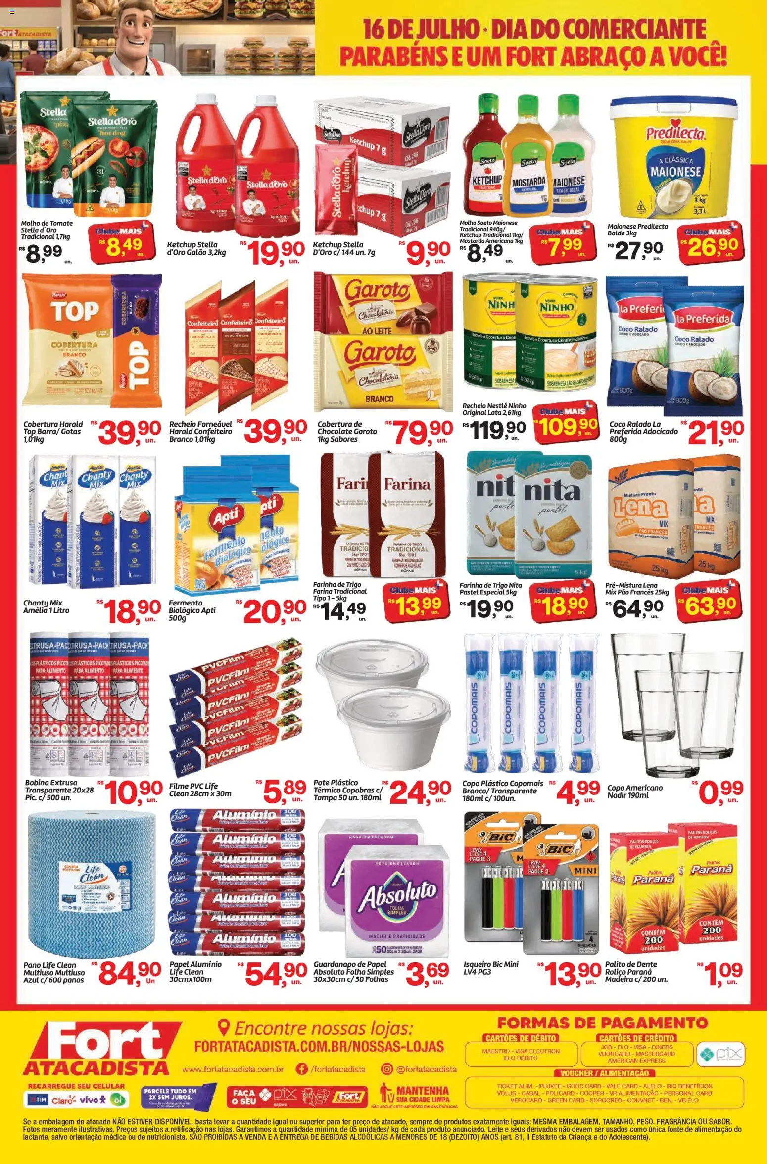 Fort Atacadista Folheto - válido de 13/07/2026 | Página: 2 | Produtos: Molho de tomate, Leite, Pão francês, Guardanapo