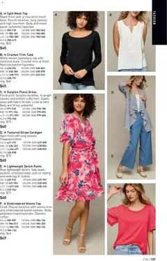 Preview of Surplice Floral Dress, Floral print. Surplice neckline, 3/4-length sleeves and bottom ruffle hem. Elastic waist with fabric tie belt. Lined at skirt. Body and lining: polyester. from shop Avon valid from 07.05.2026 | Page: 137