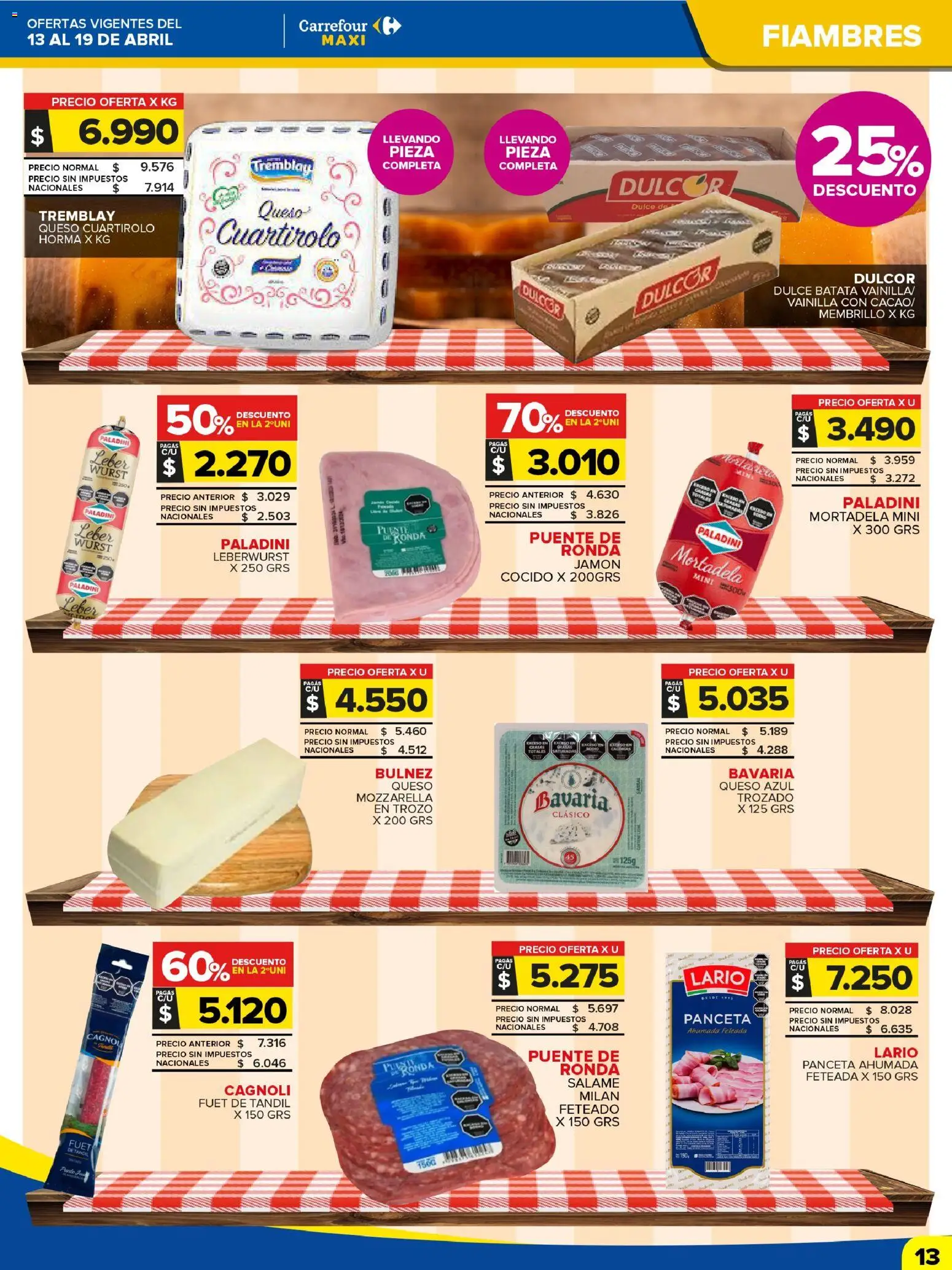 Carrefour Maxi catálogo │ válido desde el 13.04.2026 | Página: 13 | Productos: Jamón cocido, Mortadela, Batata, Jamón