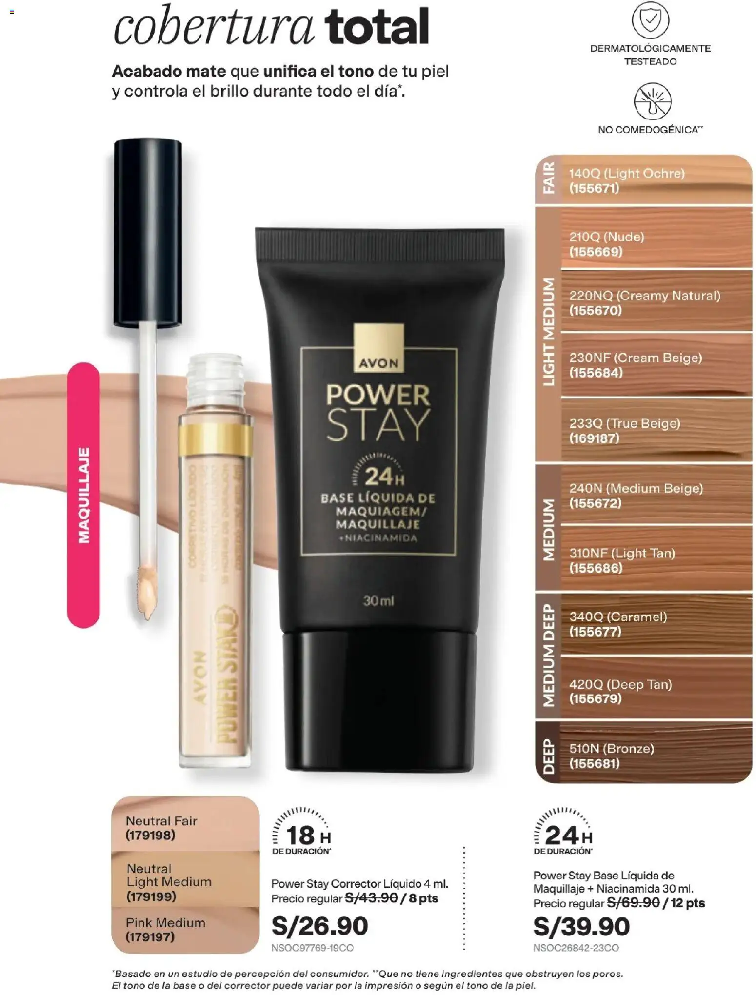 Catálogo Avon válido desde 29/08/2026 | Página: 19 | Productos: Ingredientes, Maquillaje, Corrector