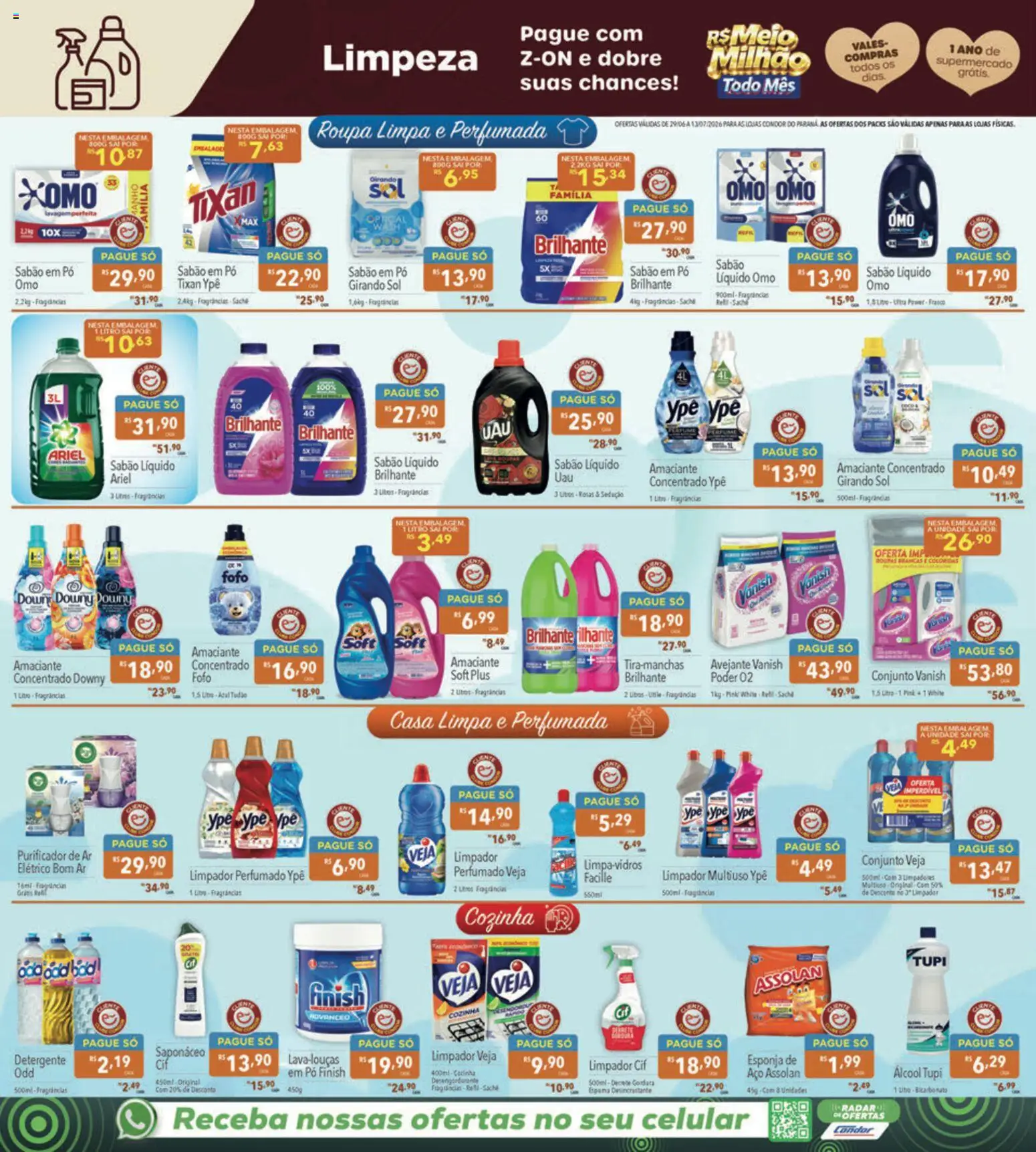 Supermercados Condor Folheto - válido de 29/06/2026 | Página: 22 | Produtos: Desengordurante, Detergente, Purificador, Vanish