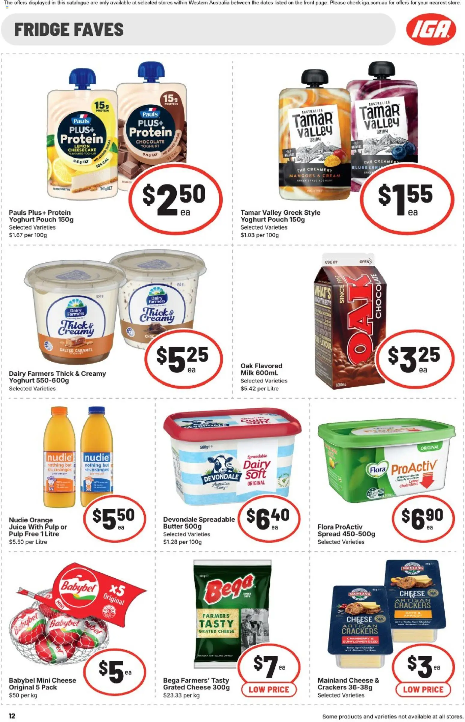 IGA catalogue - valid from 22/07/2026 | Page: 12 | Products: Dairy, Butter, Oranges, Fridge