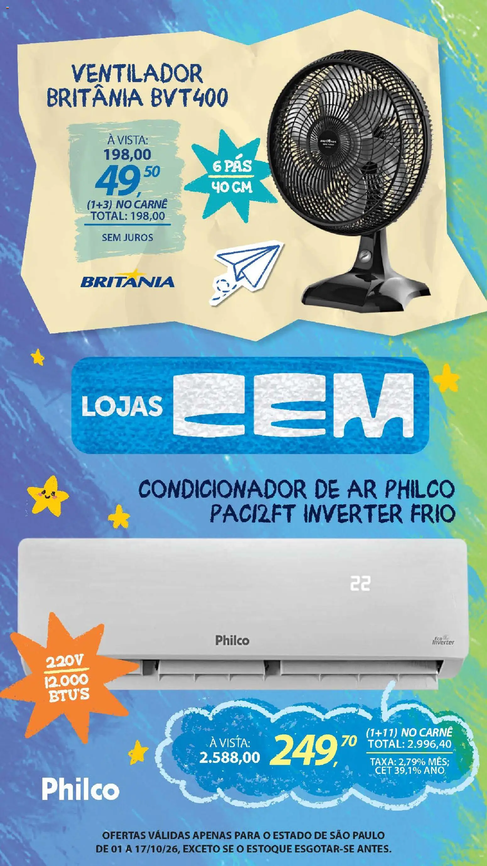 Lojas Cem Folheto - válido de 01/10/2026 | Página: 6 | Produtos: Ventilador, Condicionador, Carne