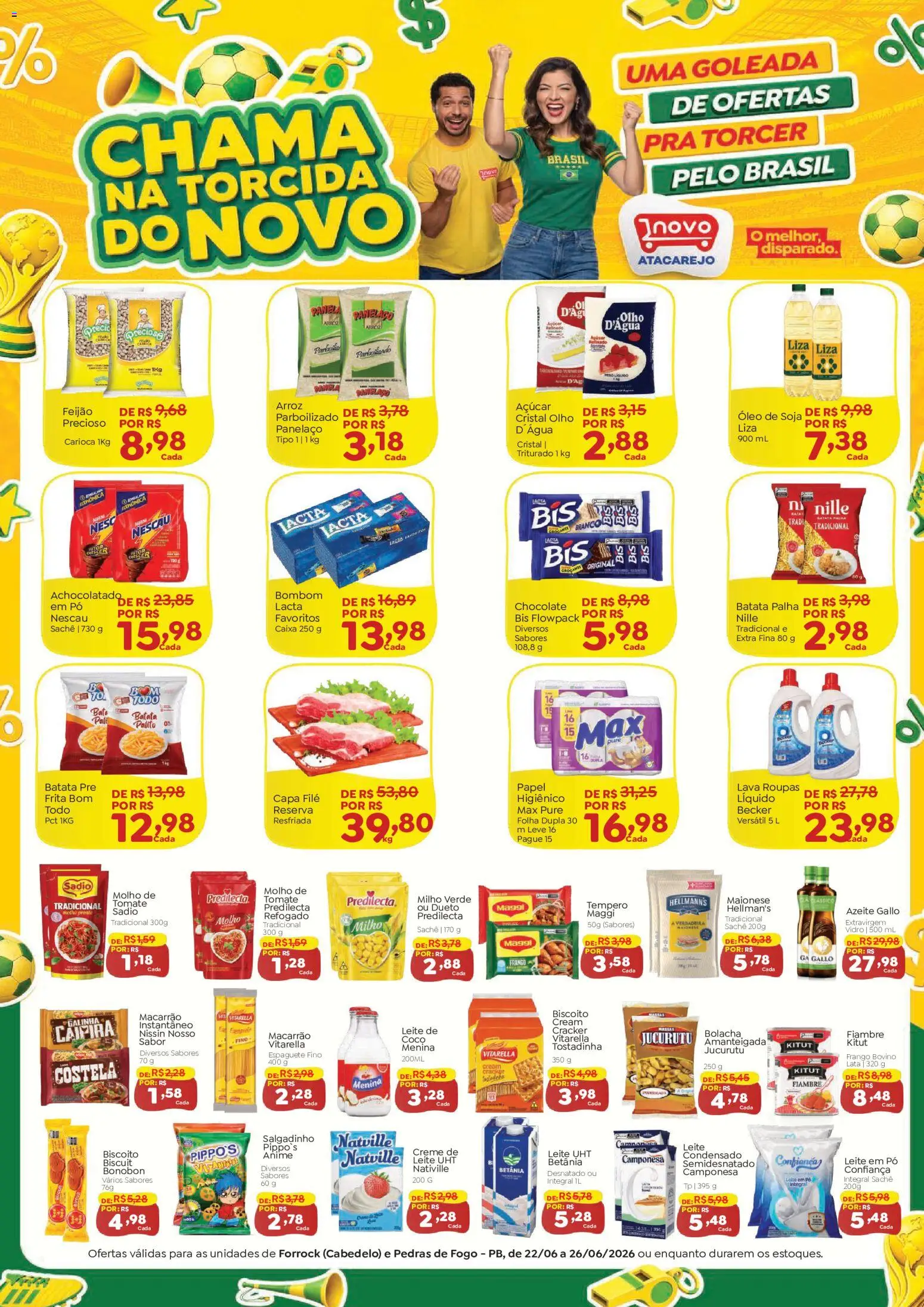 Novo Atacarejo Folheto - válido de 22/06/2026 | Página: 1 | Produtos: Coco, Chocolate, Creme, Açúcar