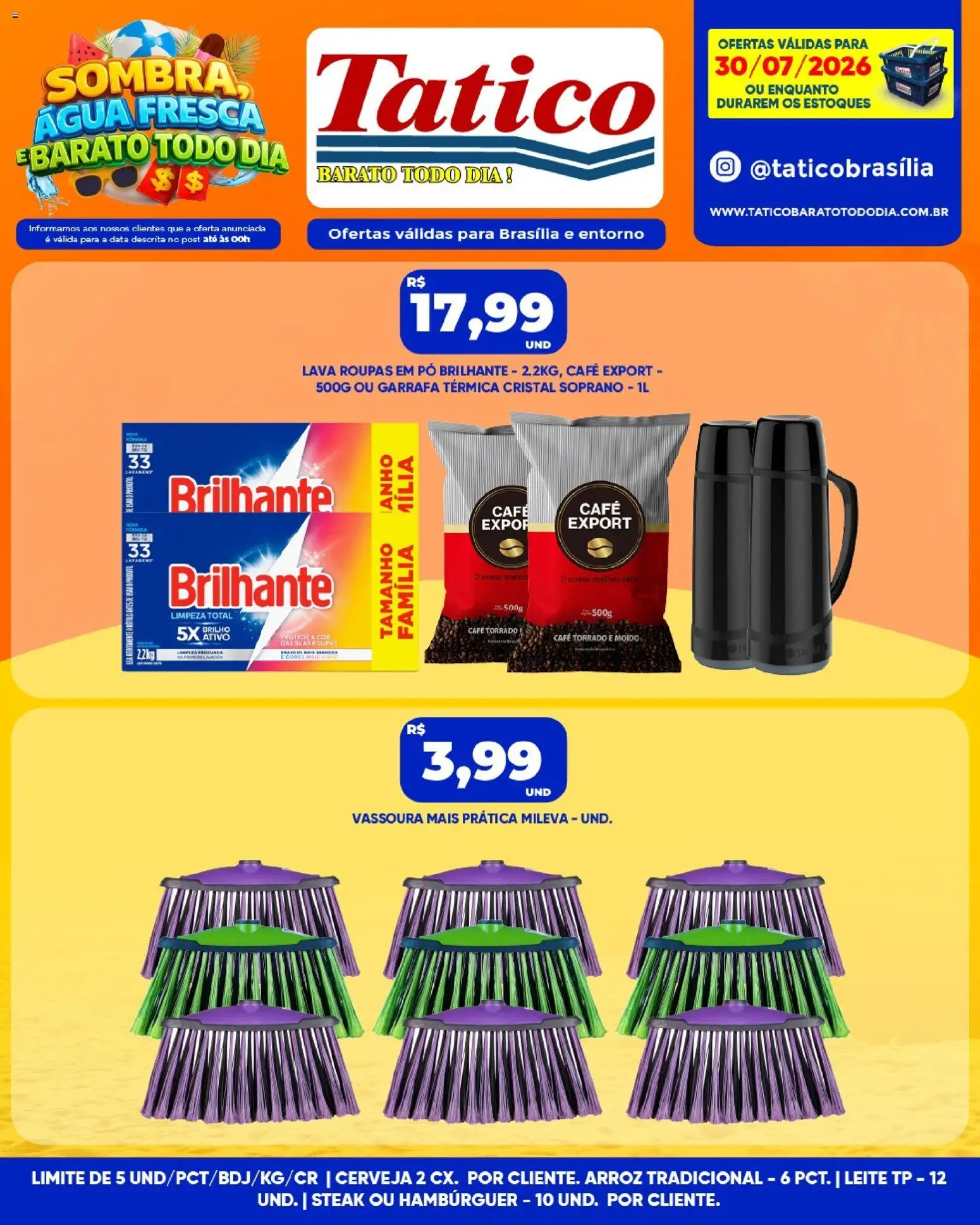 Tatico Folheto - válido de 30/07/2026 | Página: 9 | Produtos: Cerveja, Arroz, Roupas, Hambúrguer