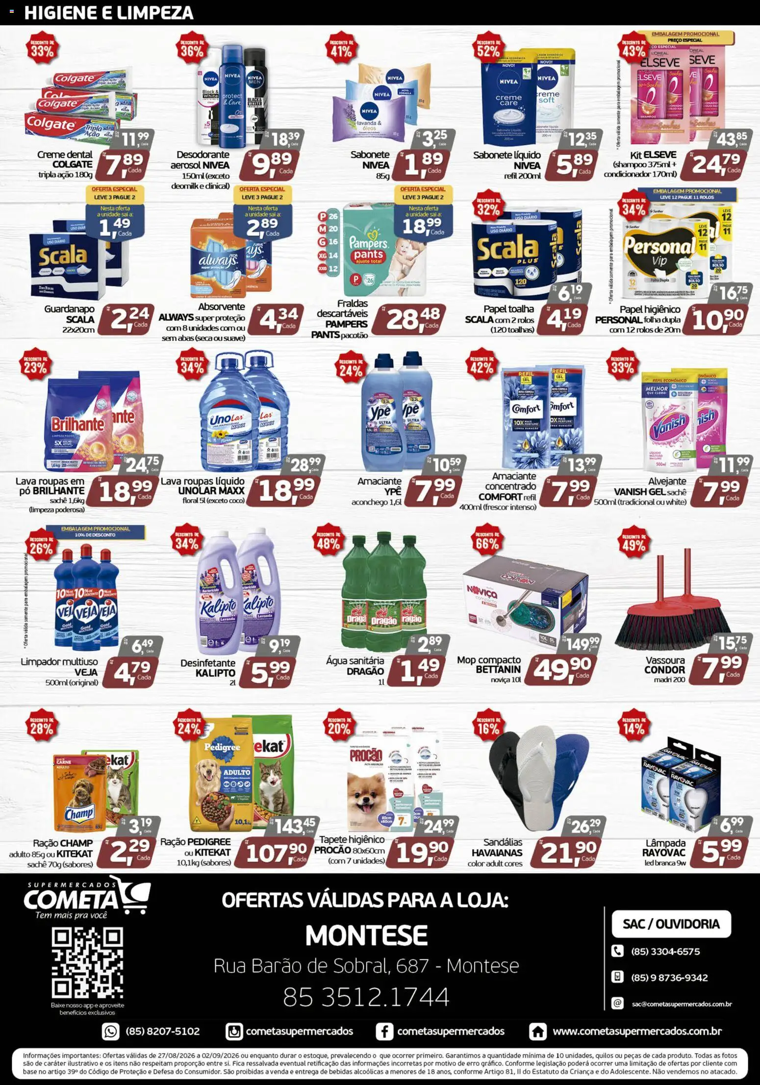 Cometa Supermercados Folheto - válido de 27/08/2026 | Página: 4 | Produtos: Lâmpada, Ração, Água sanitária, Guardanapo