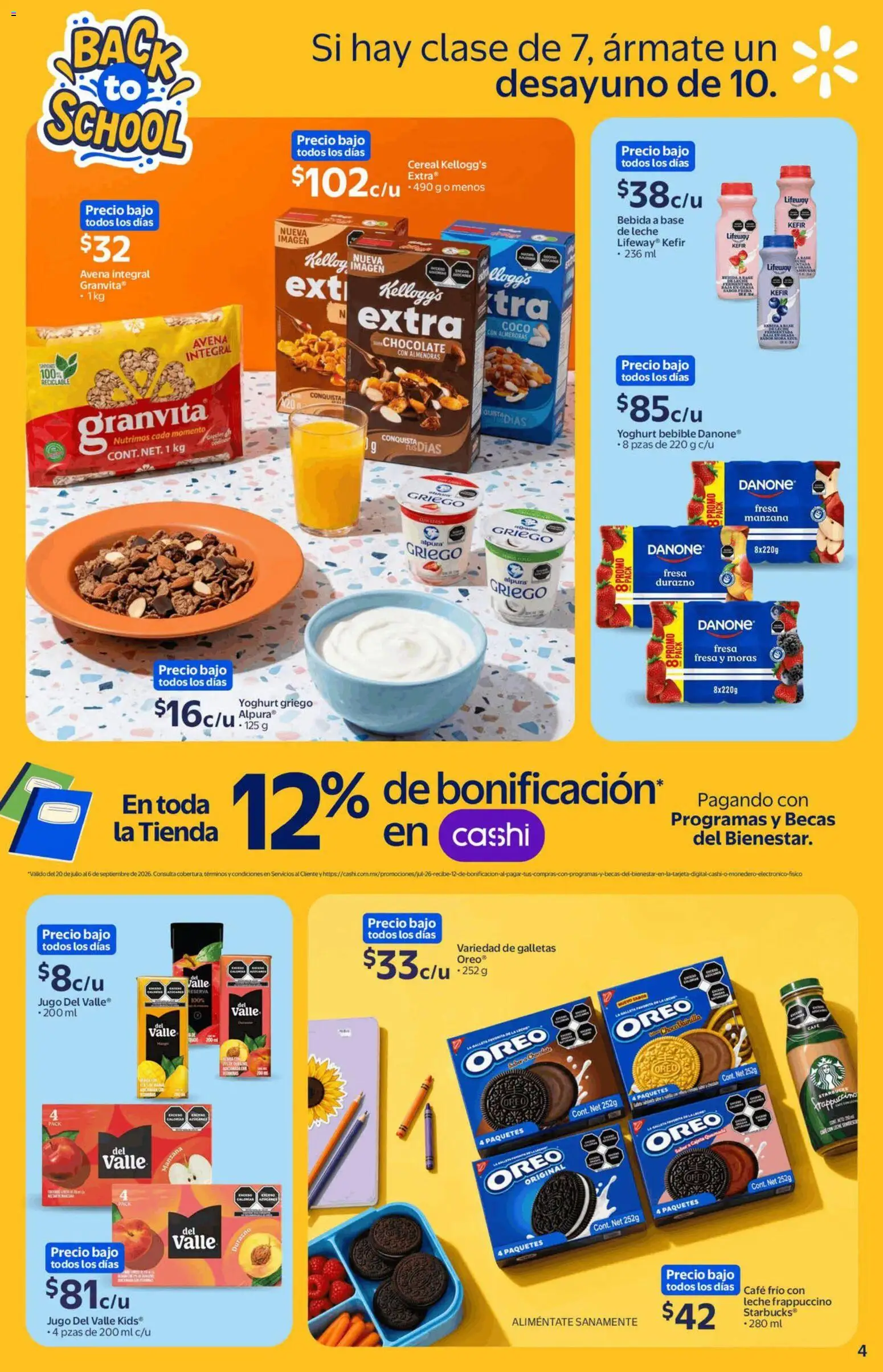 Nuevas ofertas de Walmart Express válidas en toda la República Mexicana desde el 13/08/2026. ¡Encuentra las mejores ofertas en Walmart Express folleto Back to School! | Página: 4 | Productos: Coco, Avena, Huevo, Café