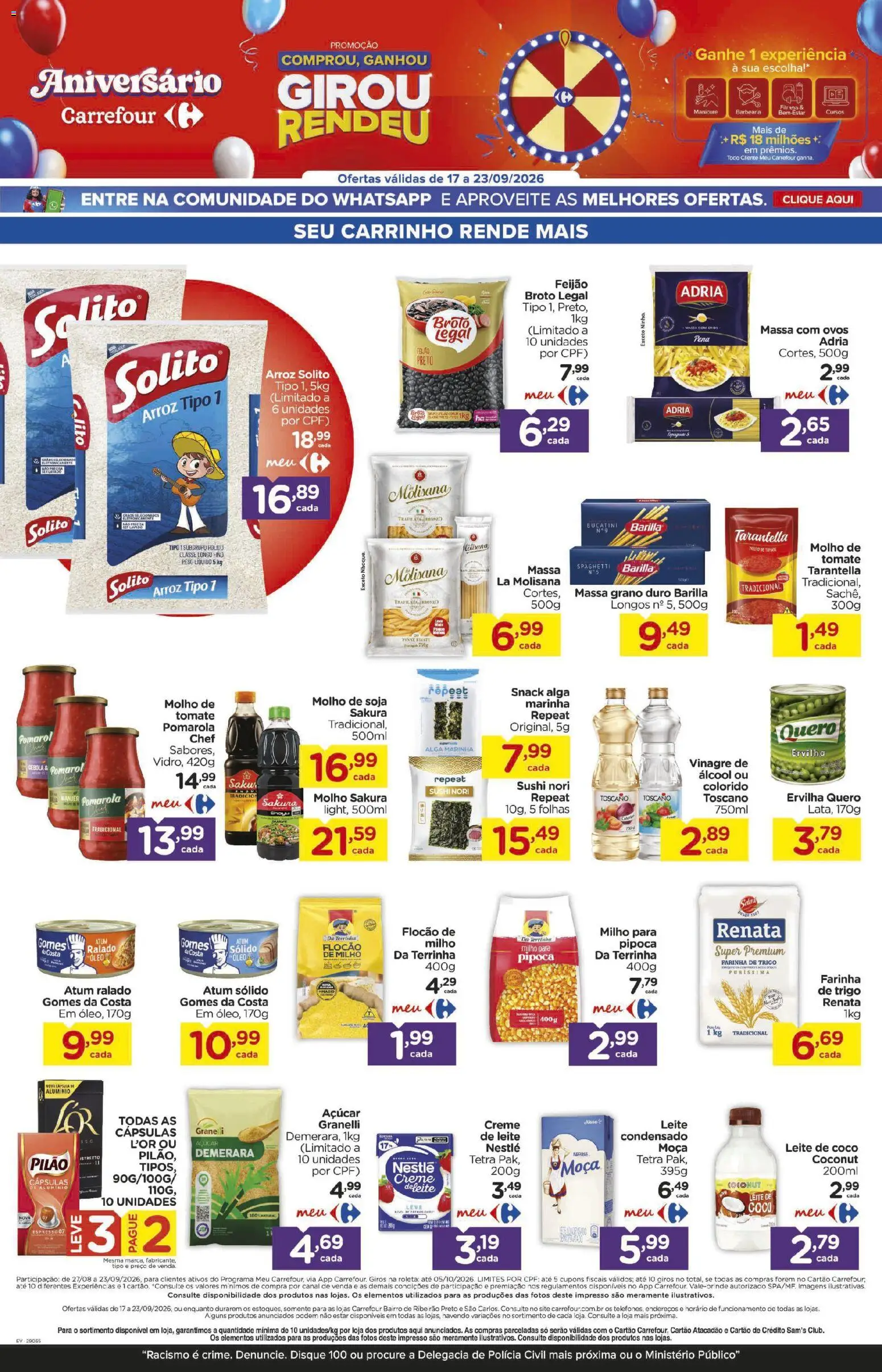 Carrefour Bairro Folheto - válido de 17/09/2026 | Página: 2 | Produtos: Farinha, Gomes da costa, Massa, Creme