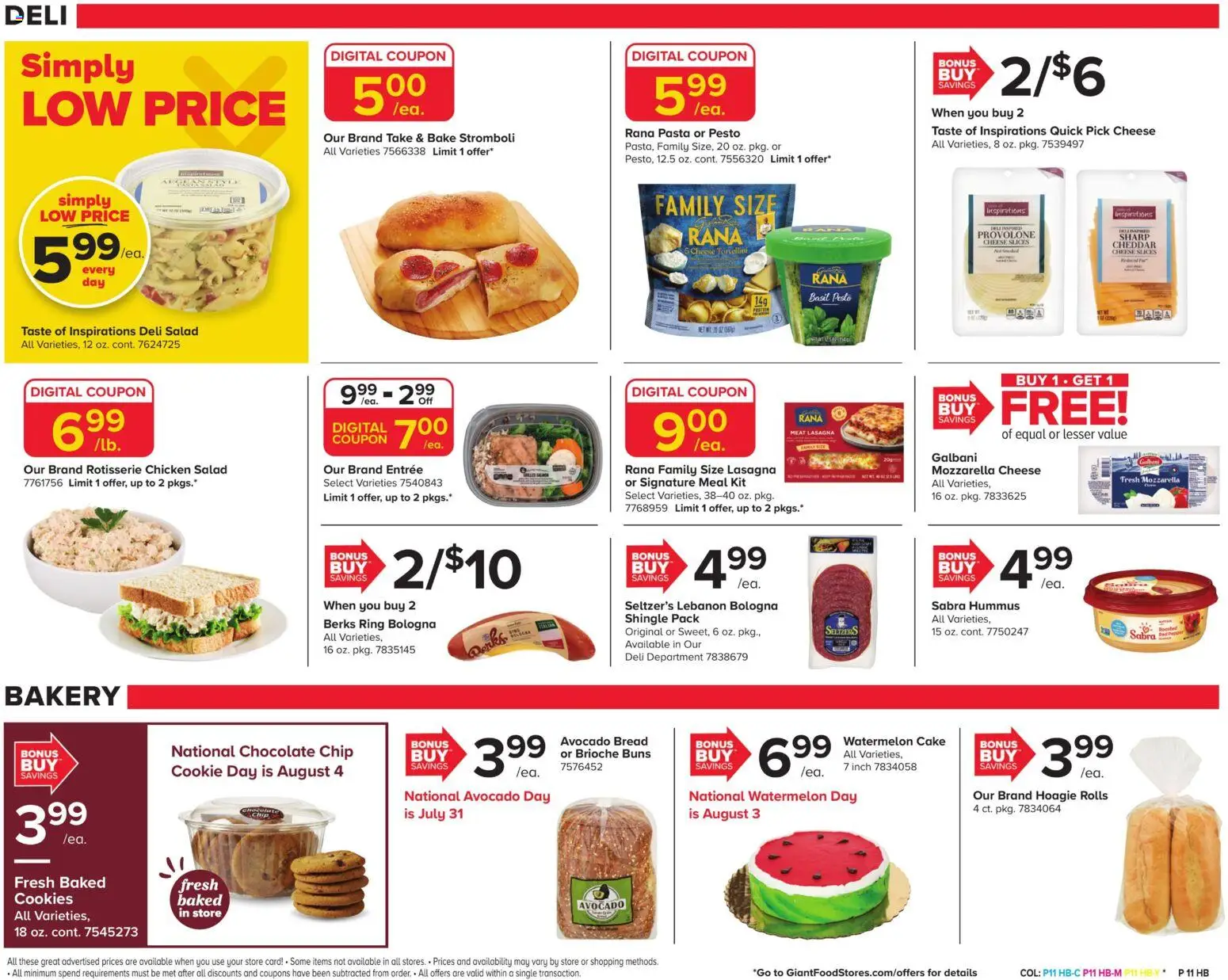 Giant Weekly Ad - valid from 07/31/2026 | Page: 12 | Products: Bakery, Brioche, Cheese, Chocolate Chip