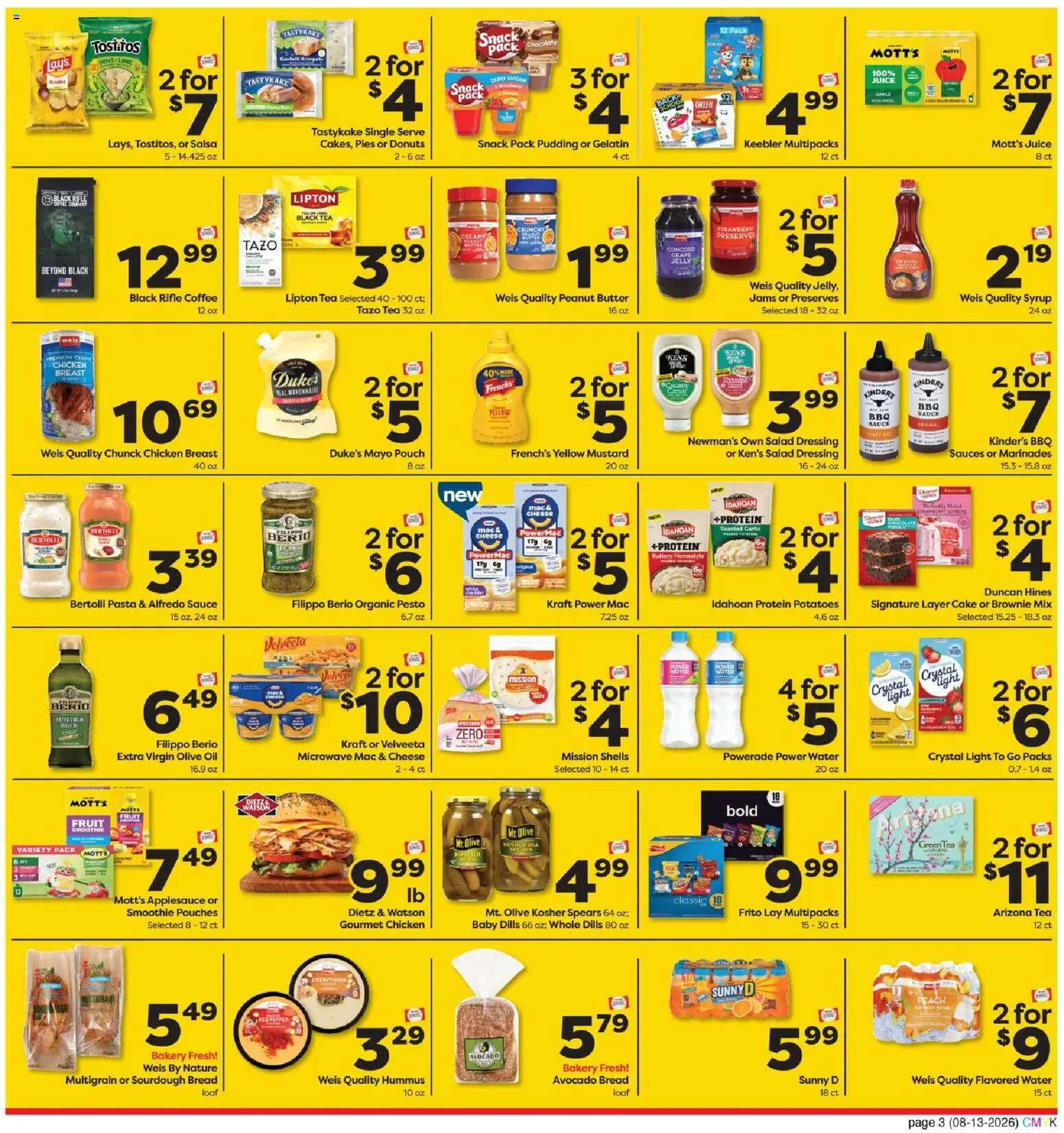 Weis Monthly Ad - valid from 08/13/2026 | Page: 3 | Products: Pasta, Pudding, Peanut butter, Smoothie
