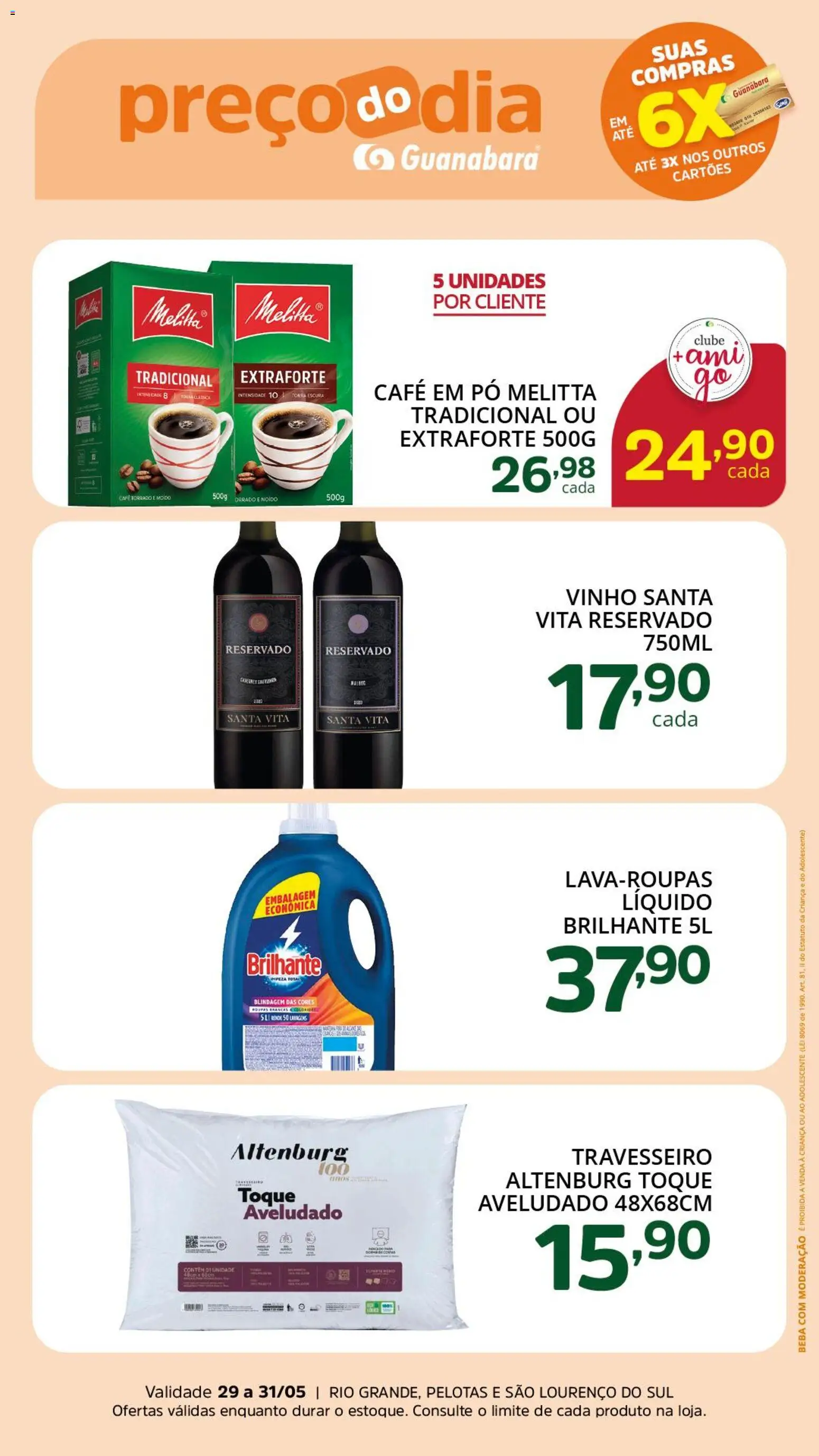 Supermercado Guanabara Folheto - válido de 29.05.2026 | Página: 2 | Produtos: Pó, Travesseiro, Café, Vinho