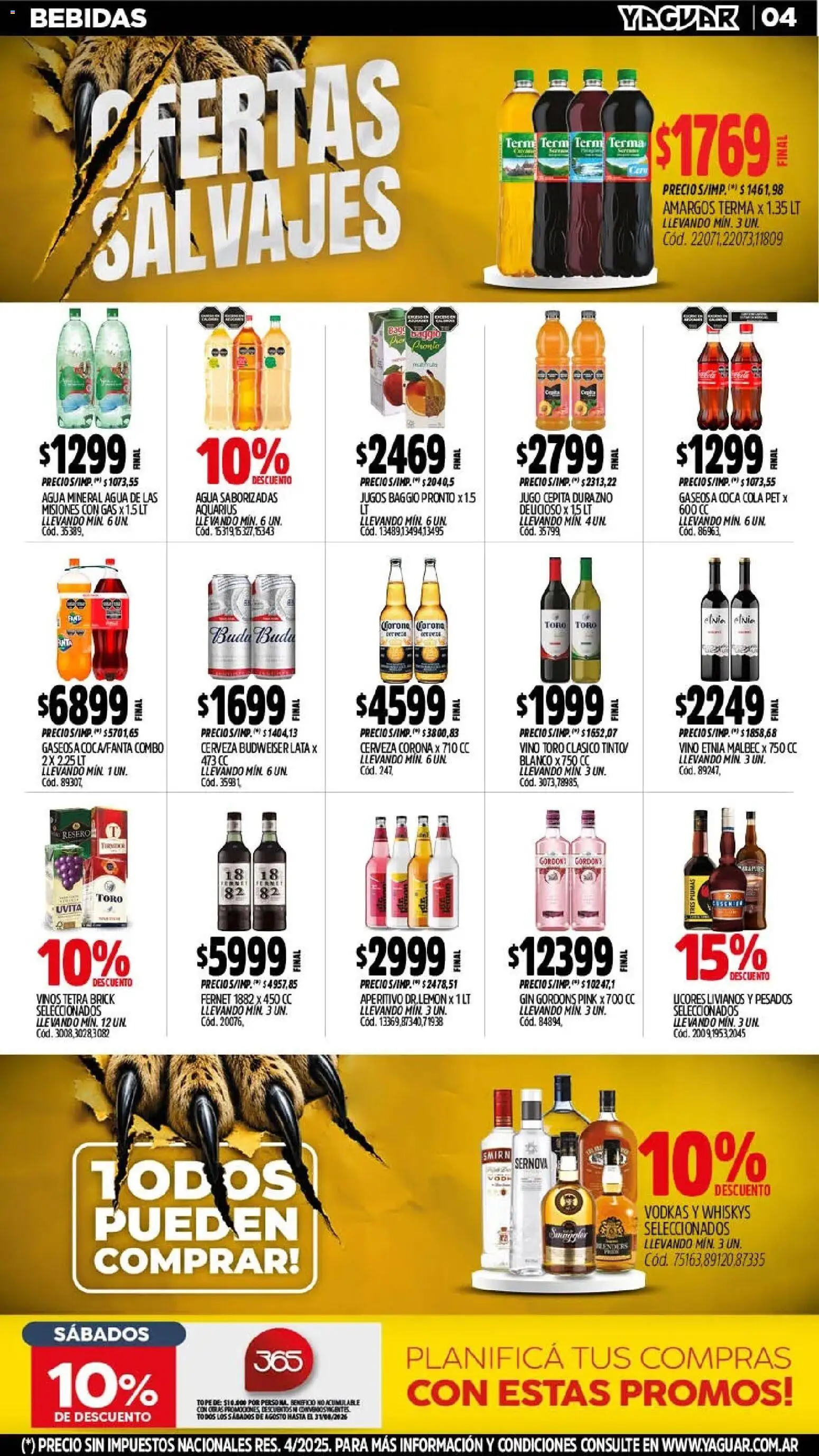 Yaguar - Oferta Semanal Misiones │ válido desde el 10/08/2026 | Página: 5 | Productos: Bebidas, Agua, Agua mineral, Cerveza