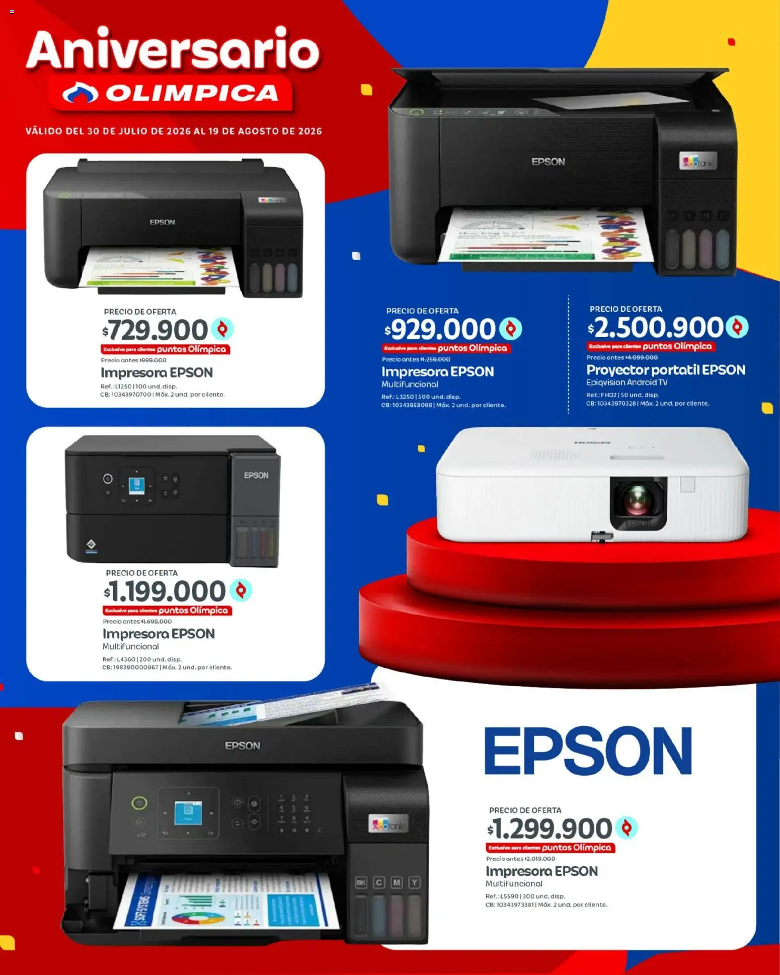 Olímpica revista - valida desde el 30/07/2026 | Página: 26 | Productos: Proyector, Impresora