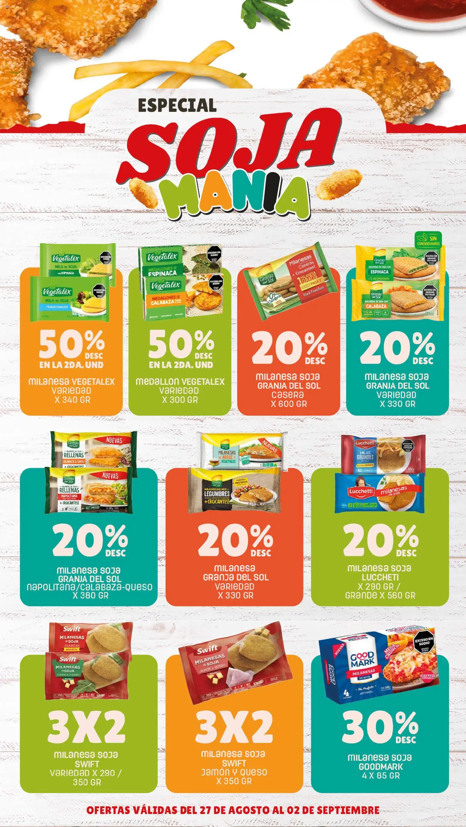 Makro ofertas │ válido desde el 27/08/2026 | Página: 3 | Productos: Milanesa, Queso, Jamón, Espinaca