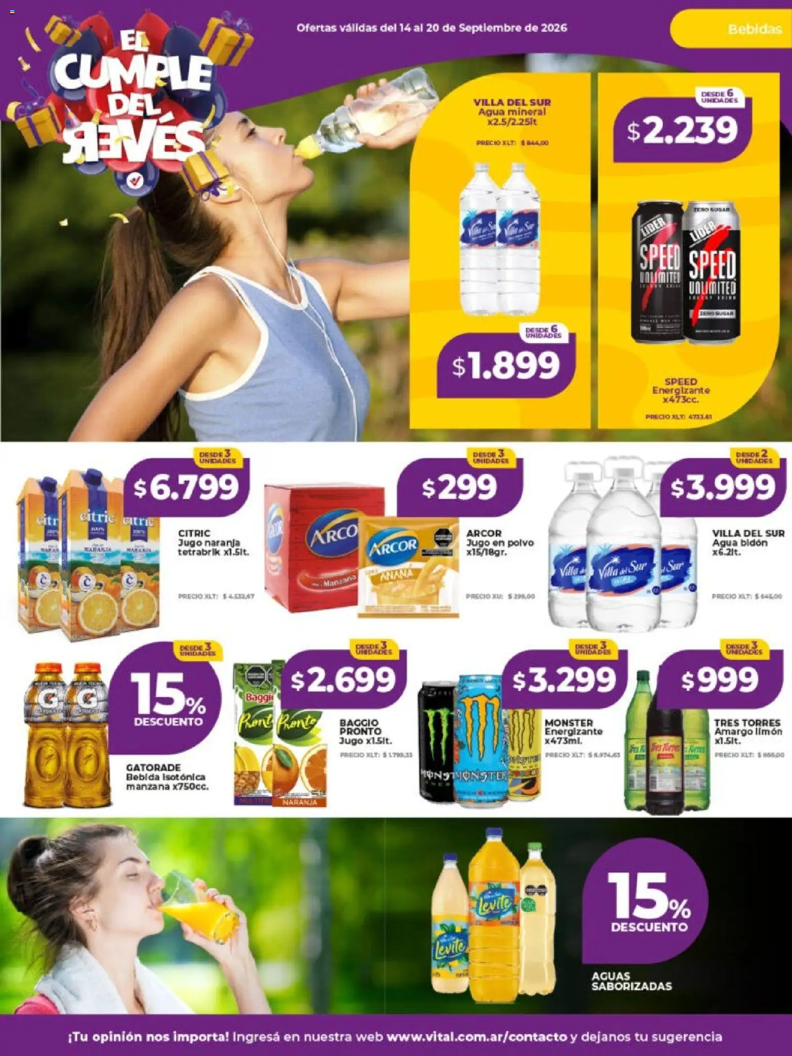 Vital - Ofertas │ válido desde el 14/09/2026 | Página: 15 | Productos: Bidón, Bebidas, Polvo, Manzana