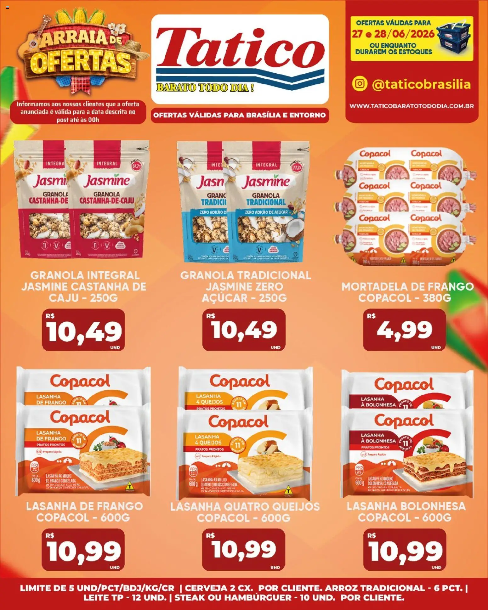 Tatico Folheto - válido de 29/06/2026 | Página: 48 | Produtos: Leite, Arroz, Hambúrguer, Frango