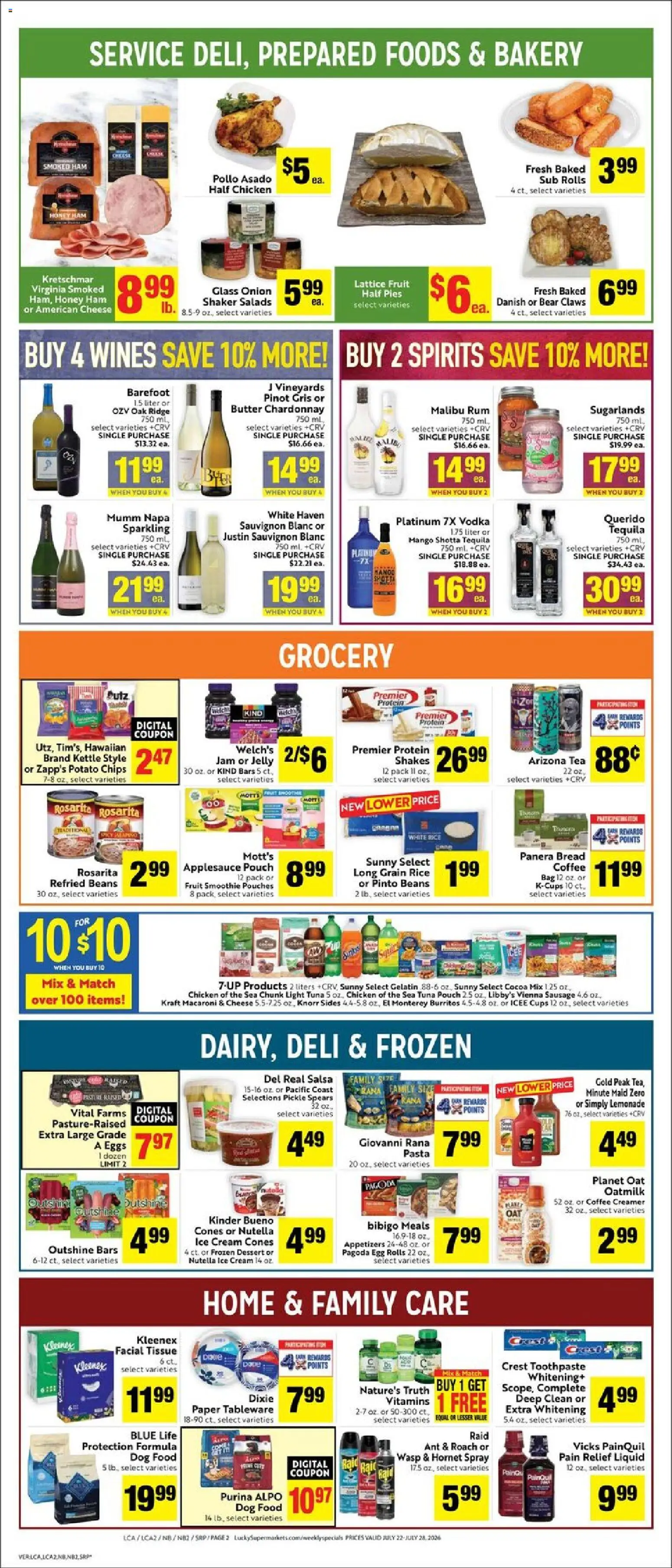 Lucky Supermarkets Weekly Ad - valid from 07/22/2026 | Page: 2 | Products: Ridge, Coffee, Ham, Cream