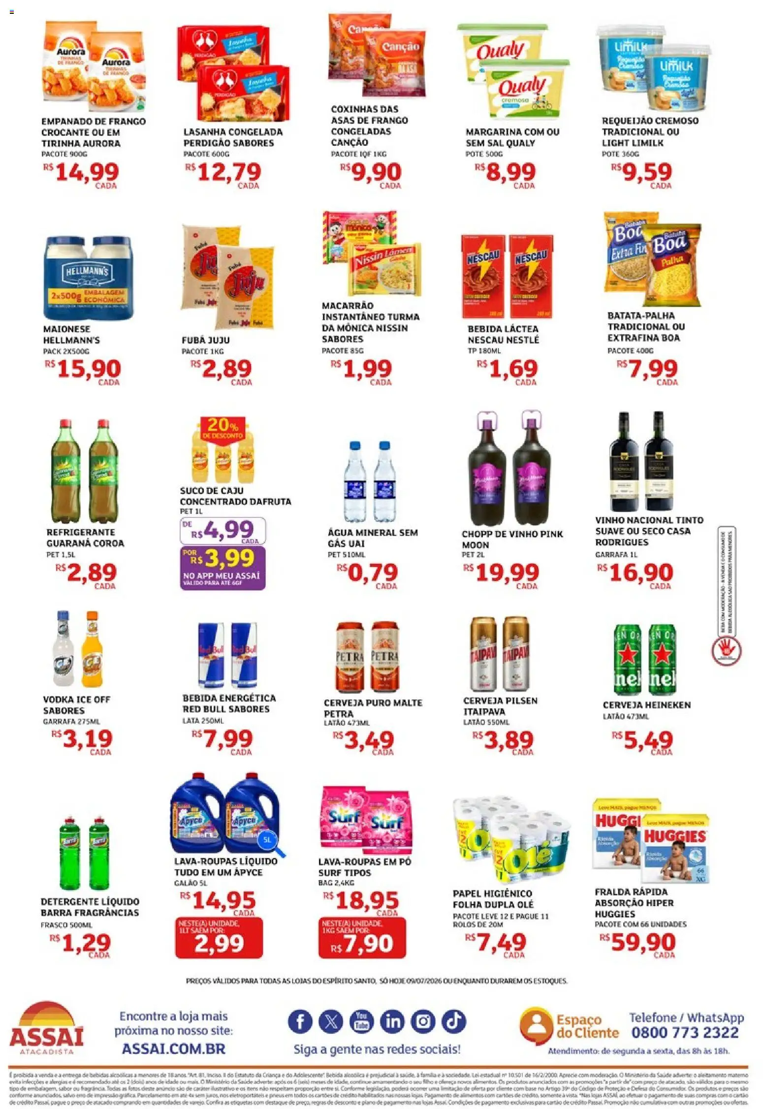 Assaí Atacadista Folheto - válido de 09/07/2026 | Página: 2 | Produtos: Nescau, Cerveja Heineken, Refrigerante, Frango