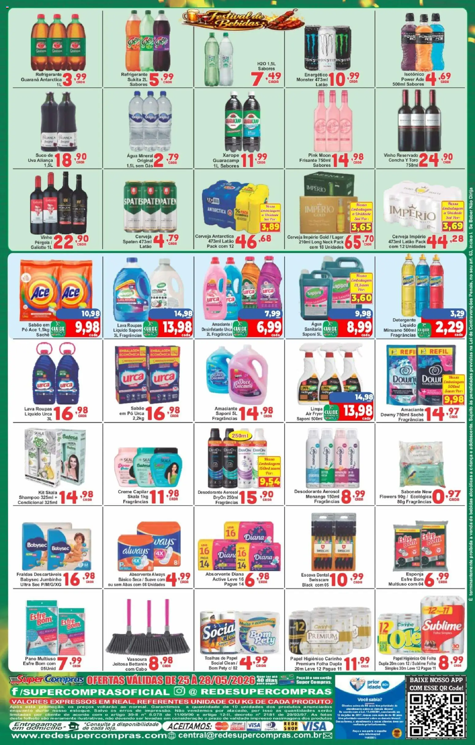 Rede Super Compras Folheto - válido de 27.05.2026 | Página: 5 | Produtos: Escova, Detergente, Suco, Fraldas