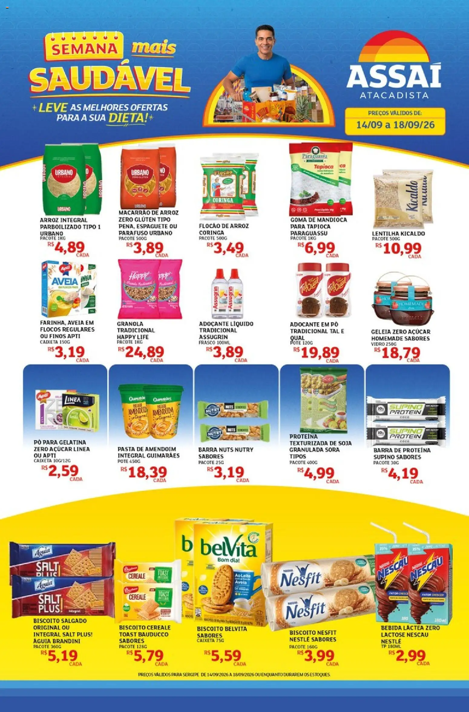 Assaí Atacadista Folheto - válido de 14/09/2026 | Página: 1 | Produtos: Adoçante, Bebida, Proteína, Gelatina