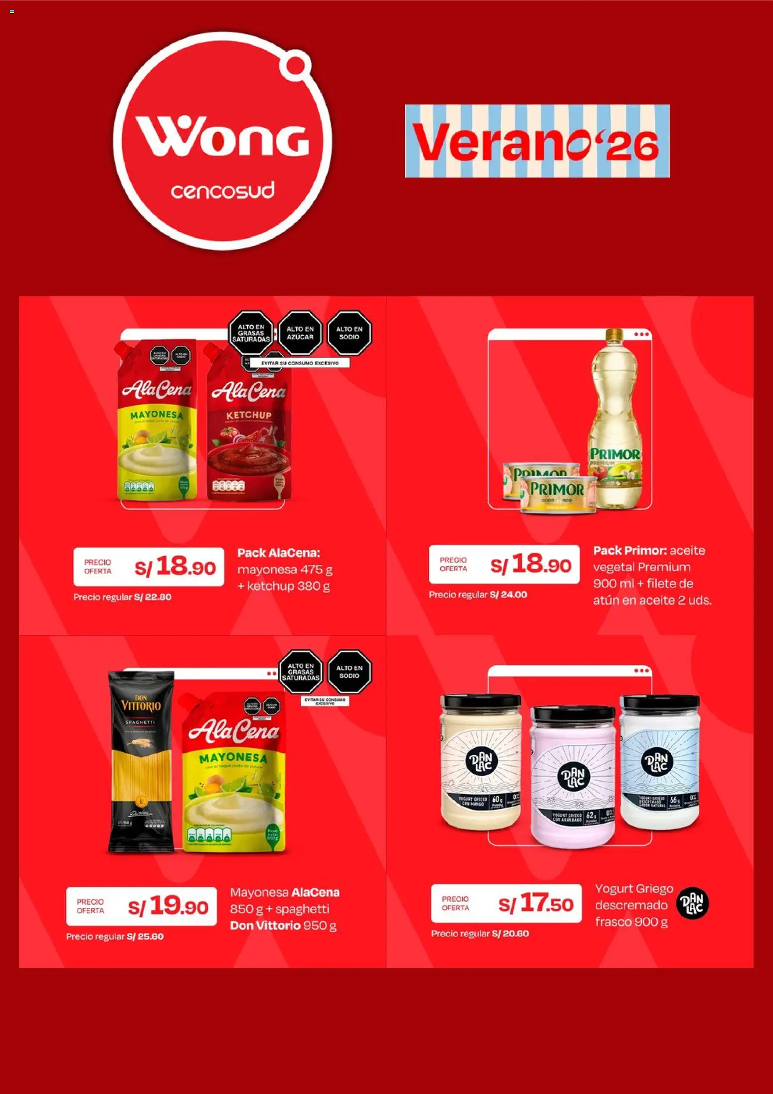 Catálogo Wong válido desde 24/08/2026 | Página: 2 | Productos: Atún, Aceite vegetal, Yogurt, Aceite