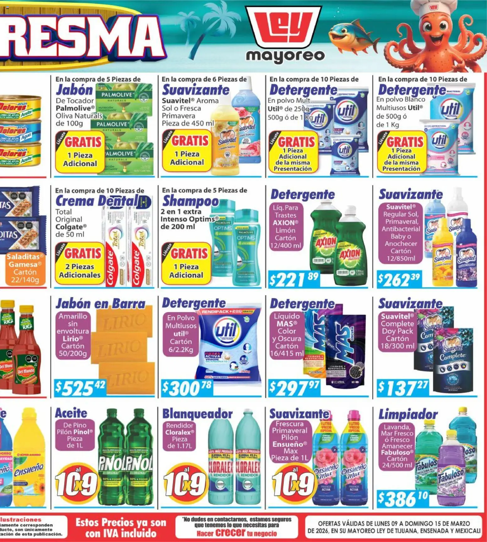 Nuevas ofertas de Casa Ley válidas en toda la República Mexicana desde el 09.03.2026. ¡Encuentra las mejores ofertas en Casa Ley folleto Frontera! | Página: 6 | Productos: Crema, Agua, Suavizante, Polvo