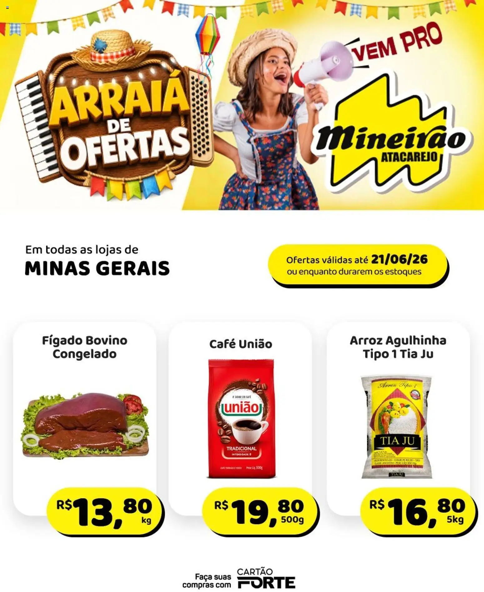 Mineirão Atacarejo Folheto - válido de 15.06.2026 | Página: 2 | Produtos: Faca, Café, Arroz