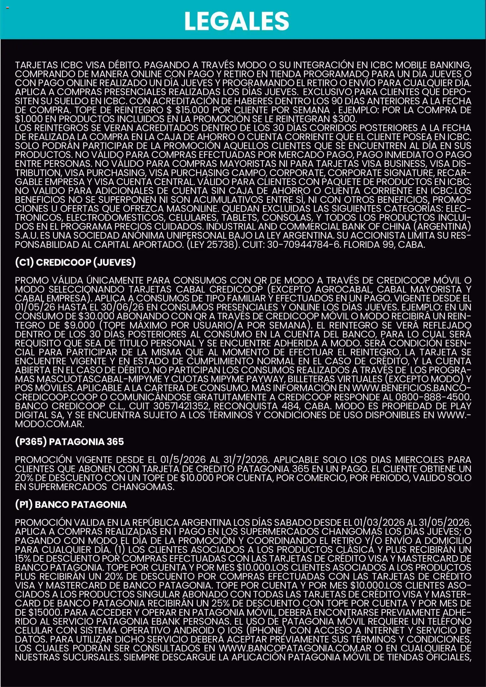 Changomas - Medios de Pago │ válido desde el 12.05.2026 | Página: 7 | Productos: Movil, Cartera, Banco, Caja