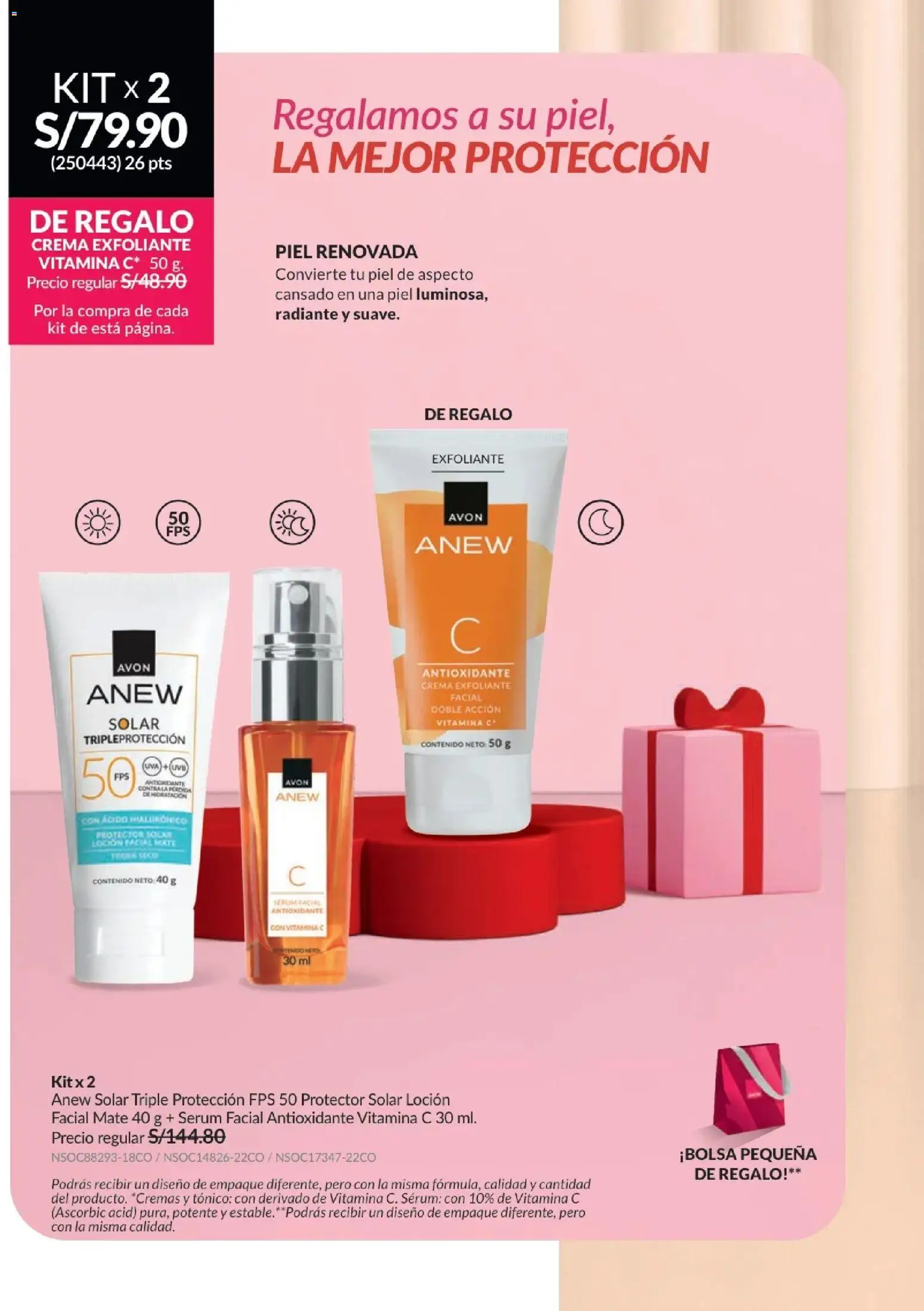 Catálogo Avon válido desde 21/04/2026 | Página: 28 | Productos: Exfoliante, Protector solar, Crema, Empaque