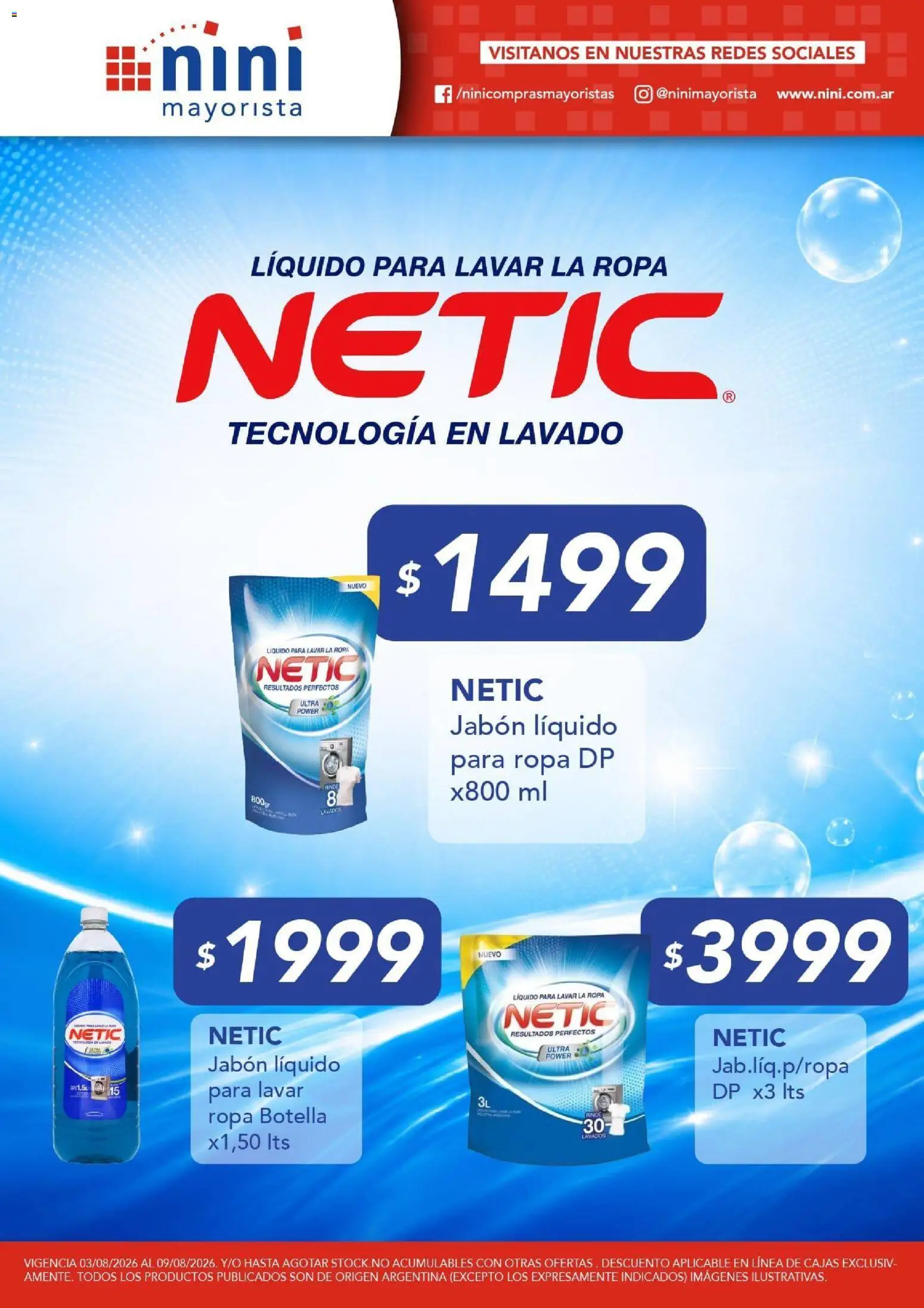 NINI Mayorista ofertas │ válido desde el 03/08/2026 | Página: 13 | Productos: Botella, Jabón líquido, Jabón, Ropa