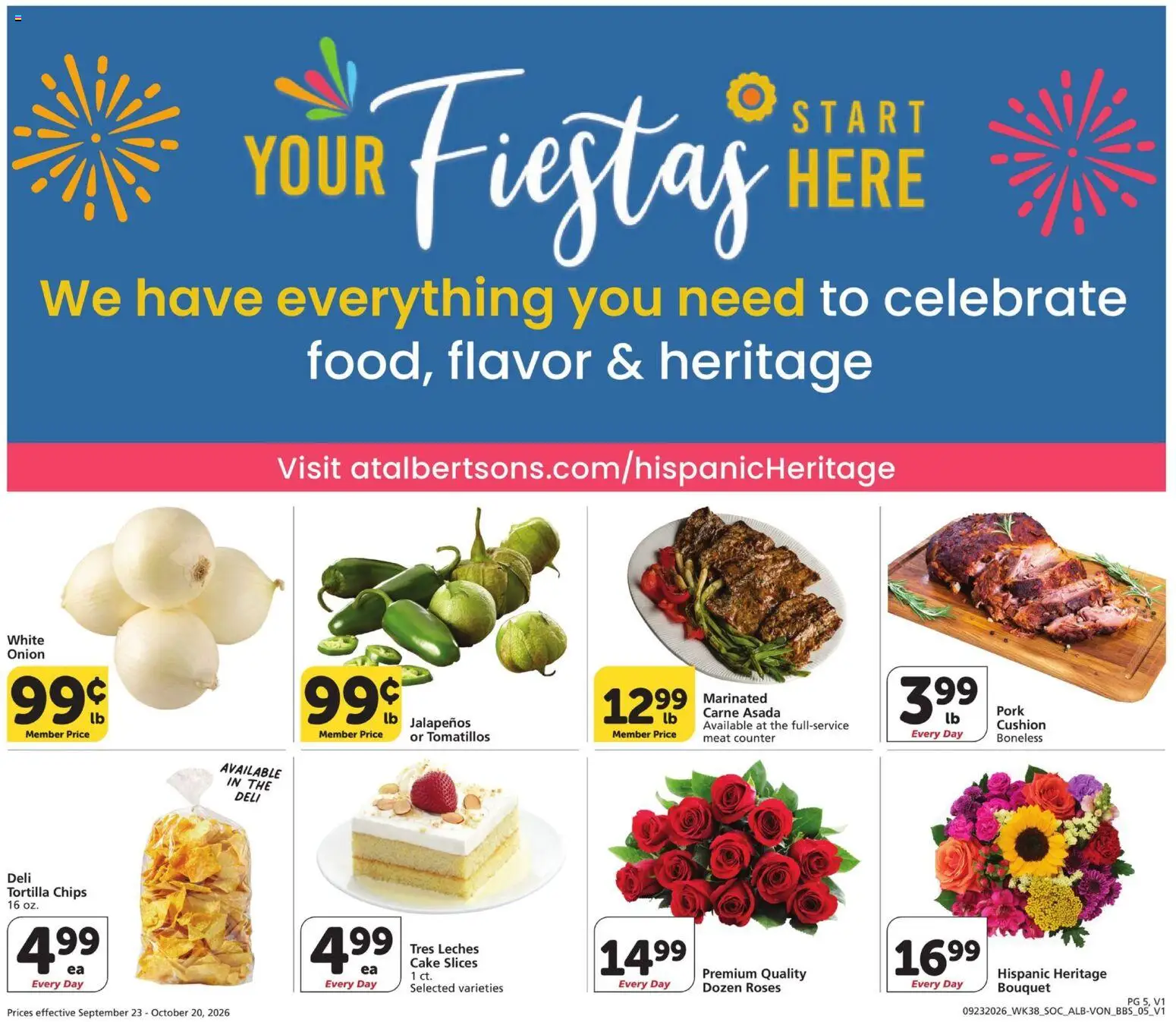 Vons Big Book of Savings - valid from 09/23/2026 | Page: 5 | Products: Meat, Pork, Tortilla chips, Onion