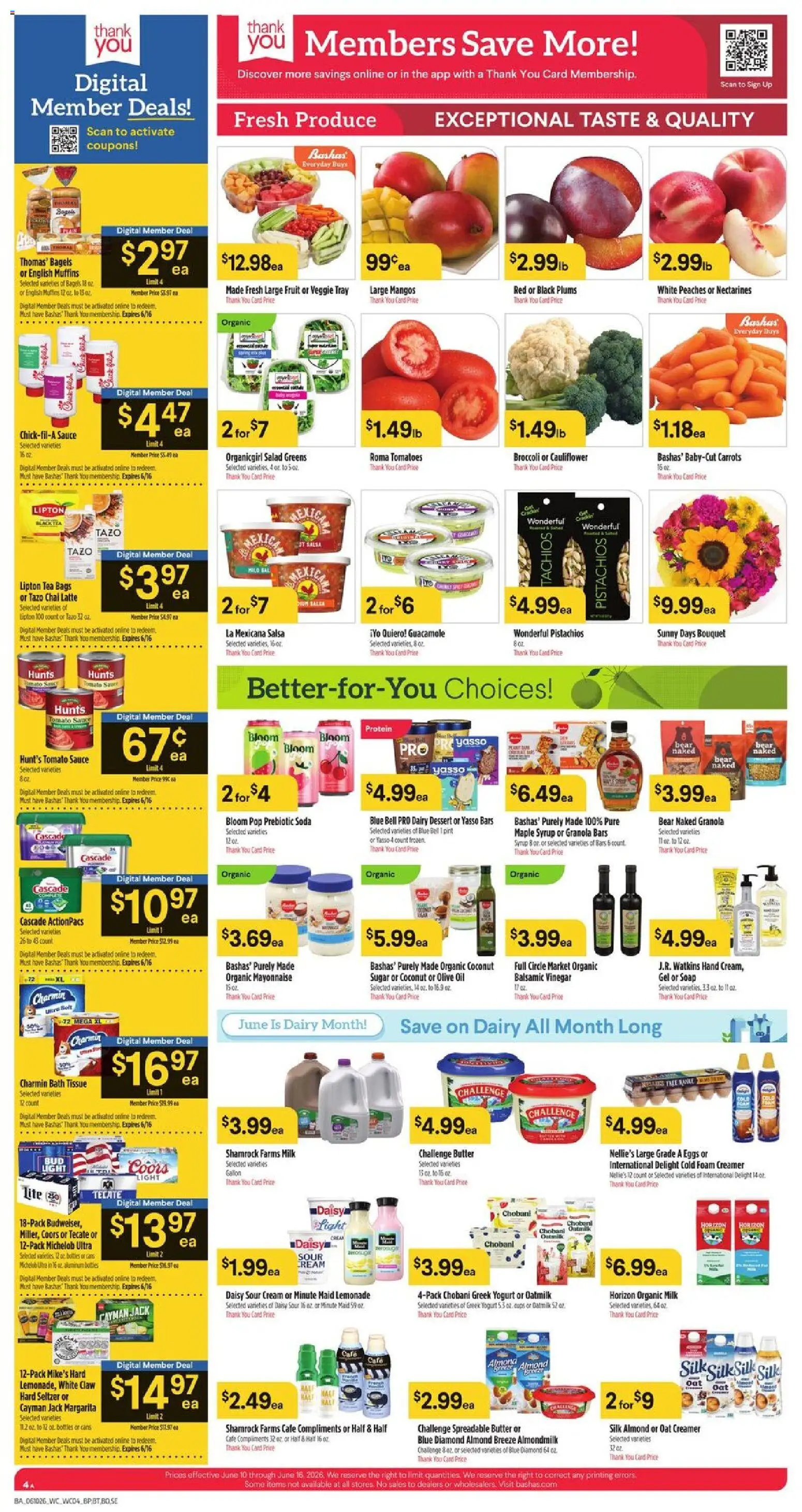 Basha's Weekly Ad - valid from 10.06.2026 | Page: 4 | Products: Yogurt, Salad, Hat, Cauliflower