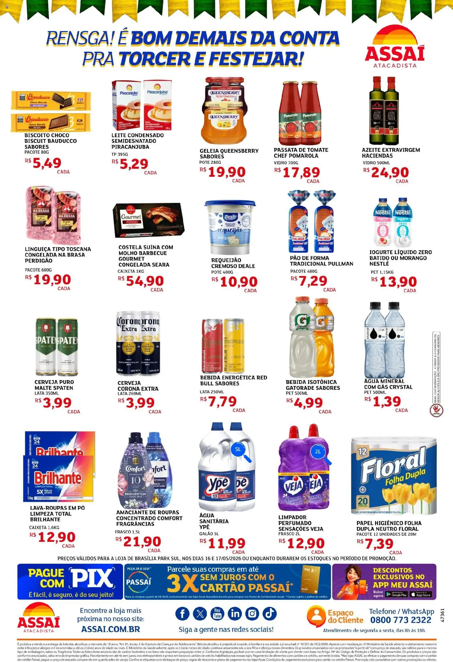 Assaí Atacadista Folheto - válido de 16.05.2026 | Página: 2 | Produtos: Linguiça, Leite, Perfumes, Requeijão
