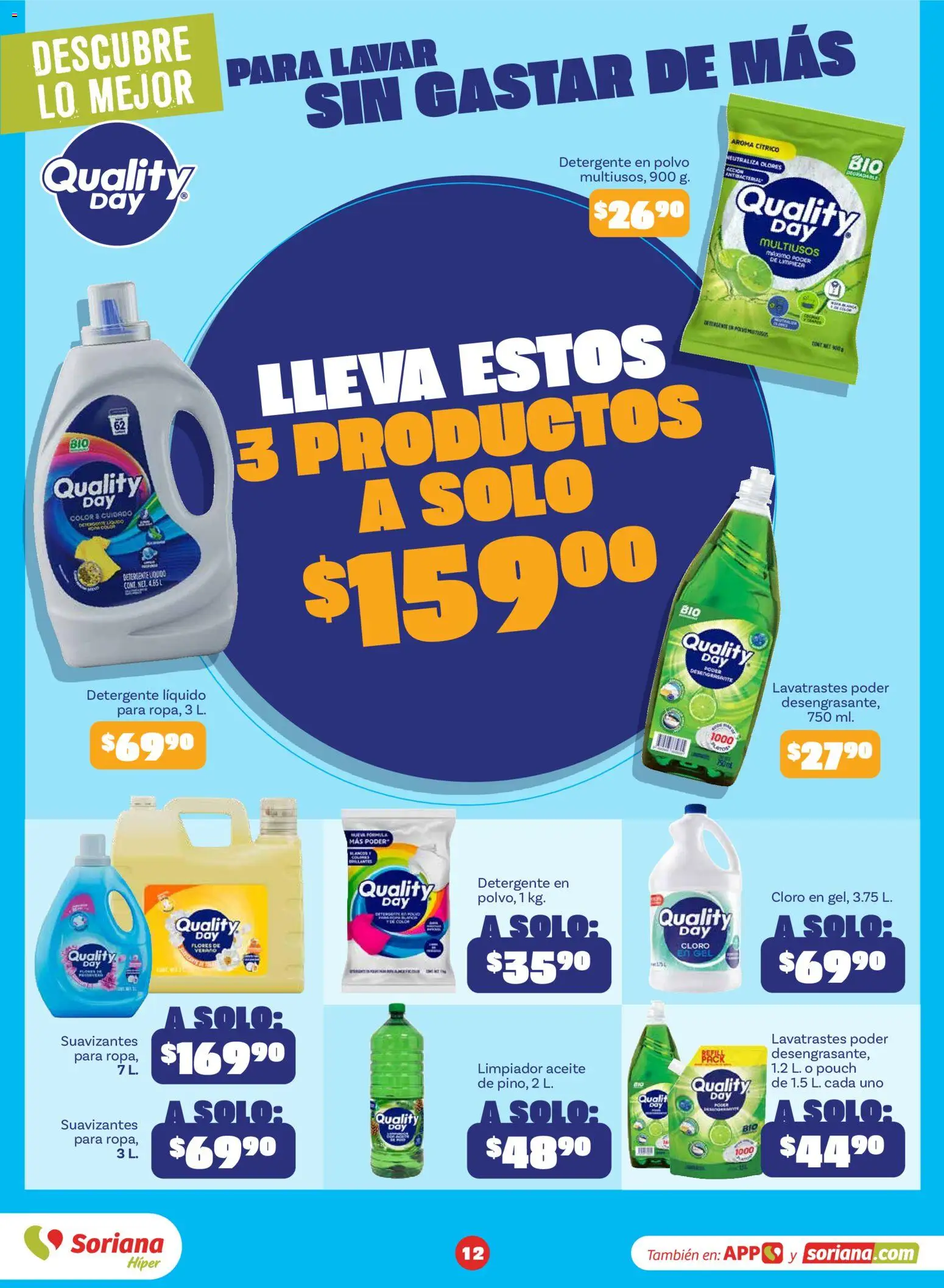 Nuevas ofertas de Soriana válidas en toda la República Mexicana desde el 31/08/2026. ¡Encuentra las mejores ofertas en Soriana Descubre lo mejor al mejor precio Híper Nacional! | Página: 13 | Productos: Aceite, Limpiador, Detergente líquido, Detergente en polvo