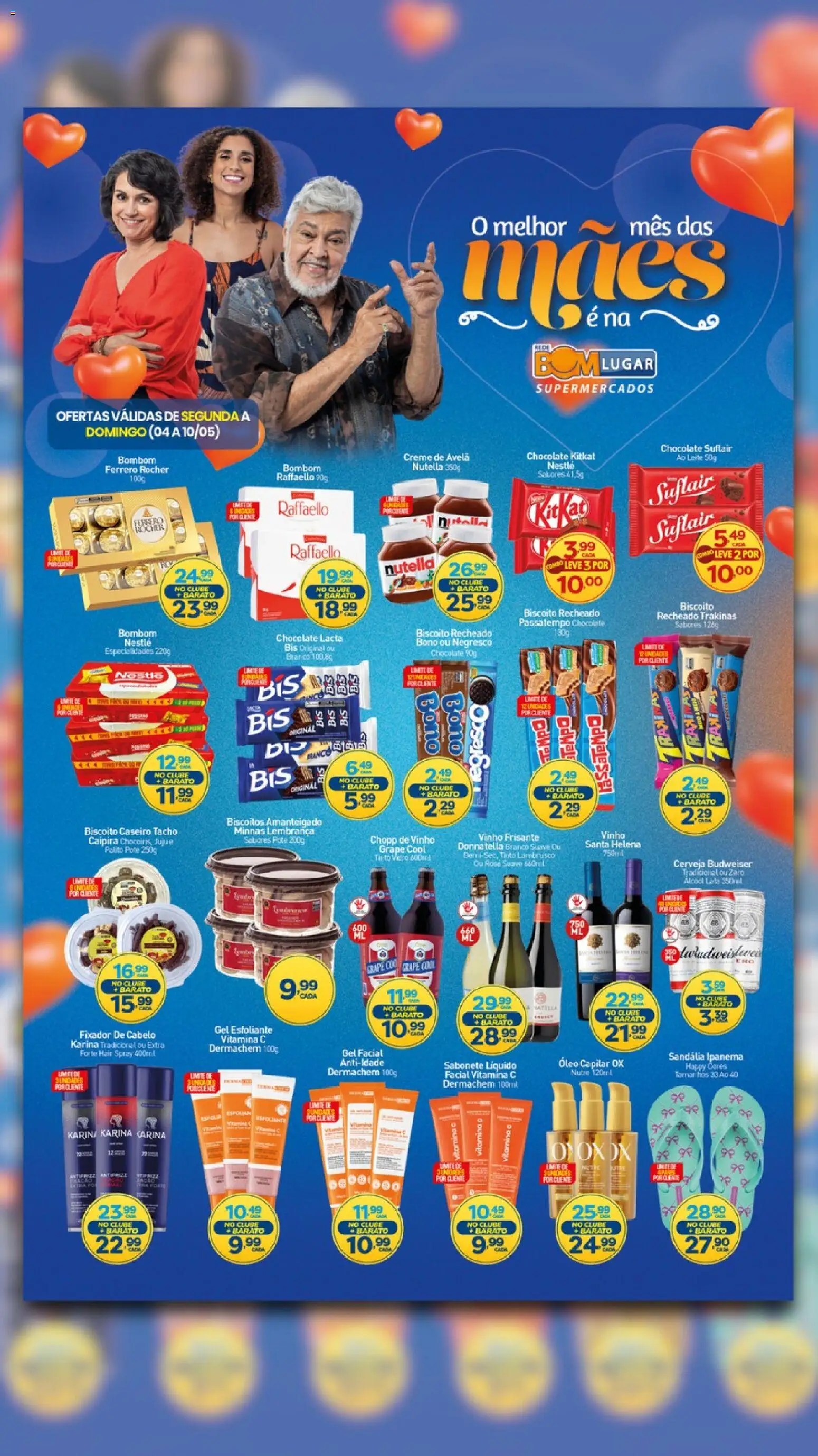 Rede Bom Lugar Folheto - válido de 04.05.2026 | Página: 1 | Produtos: Leite, Vinho, Fixador, Avelã