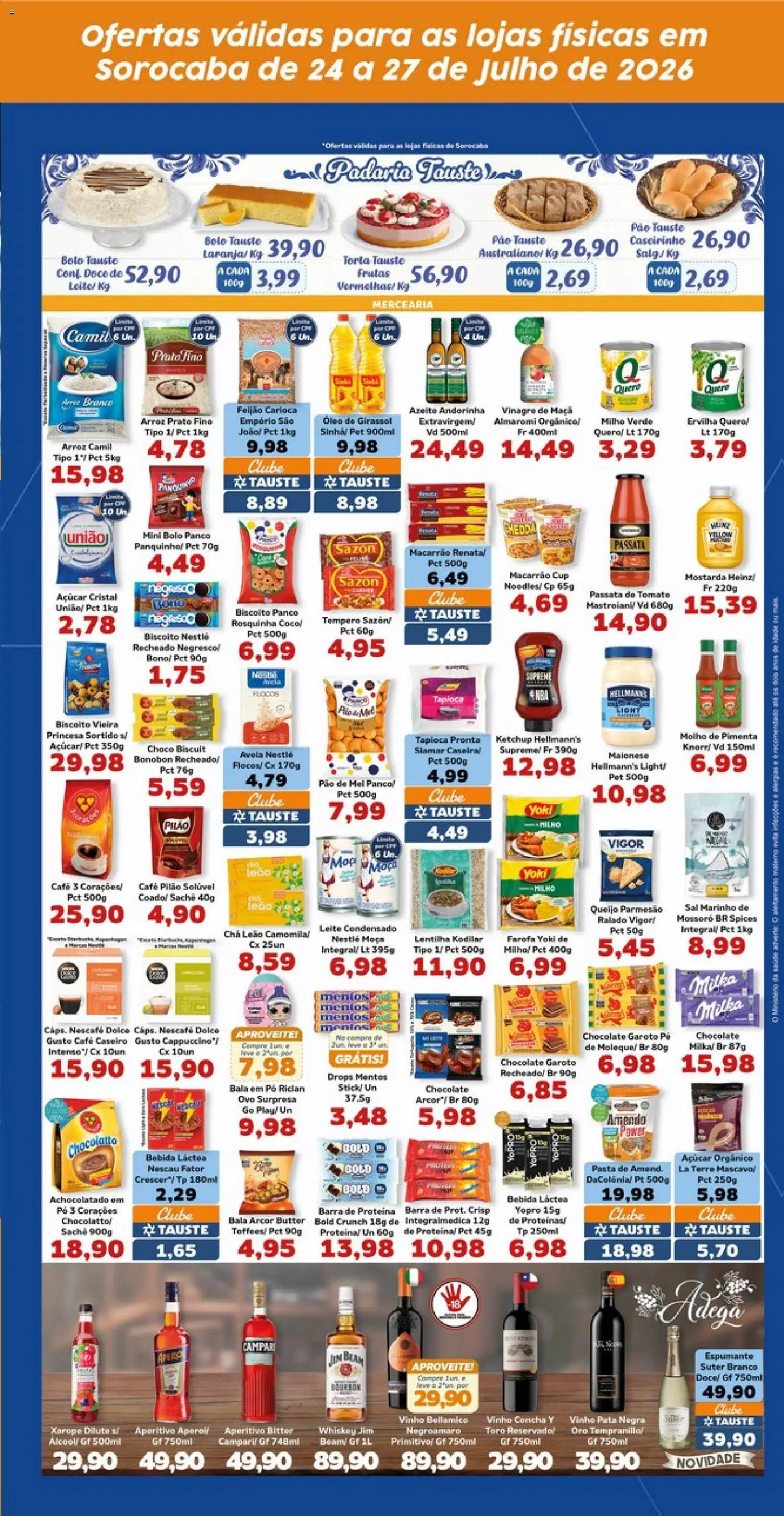 Tauste Folheto - válido de 24/07/2026 | Página: 3 | Produtos: Pão, Chá, Bebida, Farofa