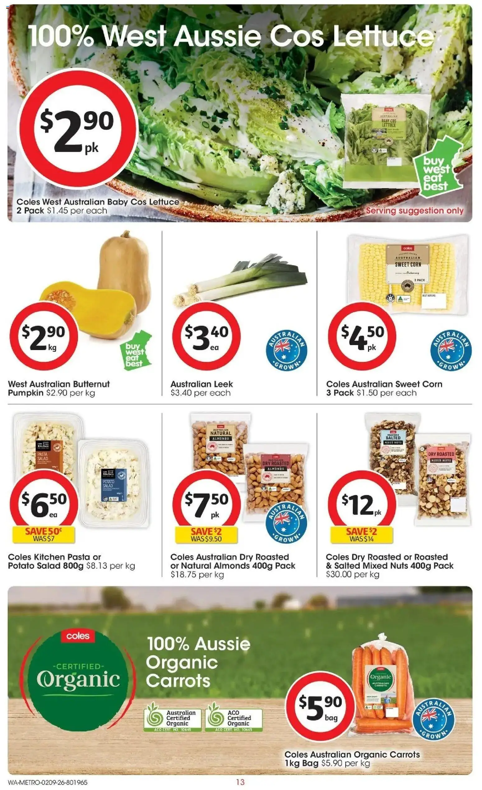Coles catalogue - valid from 02/09/2026 | Page: 13 | Products: Carrots, Nuts, Salad, Pumpkin