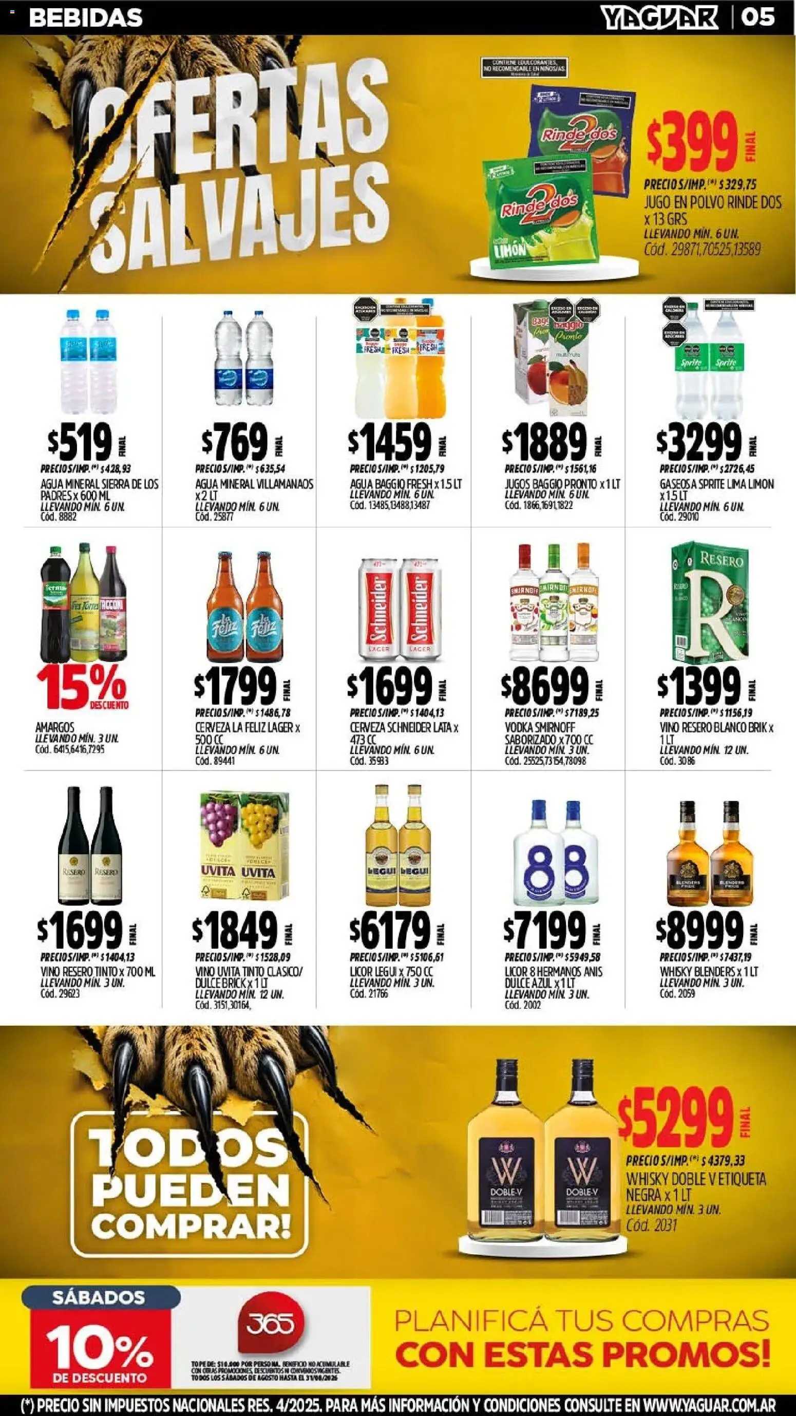 Yaguar - Oferta Semanal Mar del Plata │ válido desde el 03/08/2026 | Página: 5 | Productos: Vodka, Whisky, Polvo, Vino
