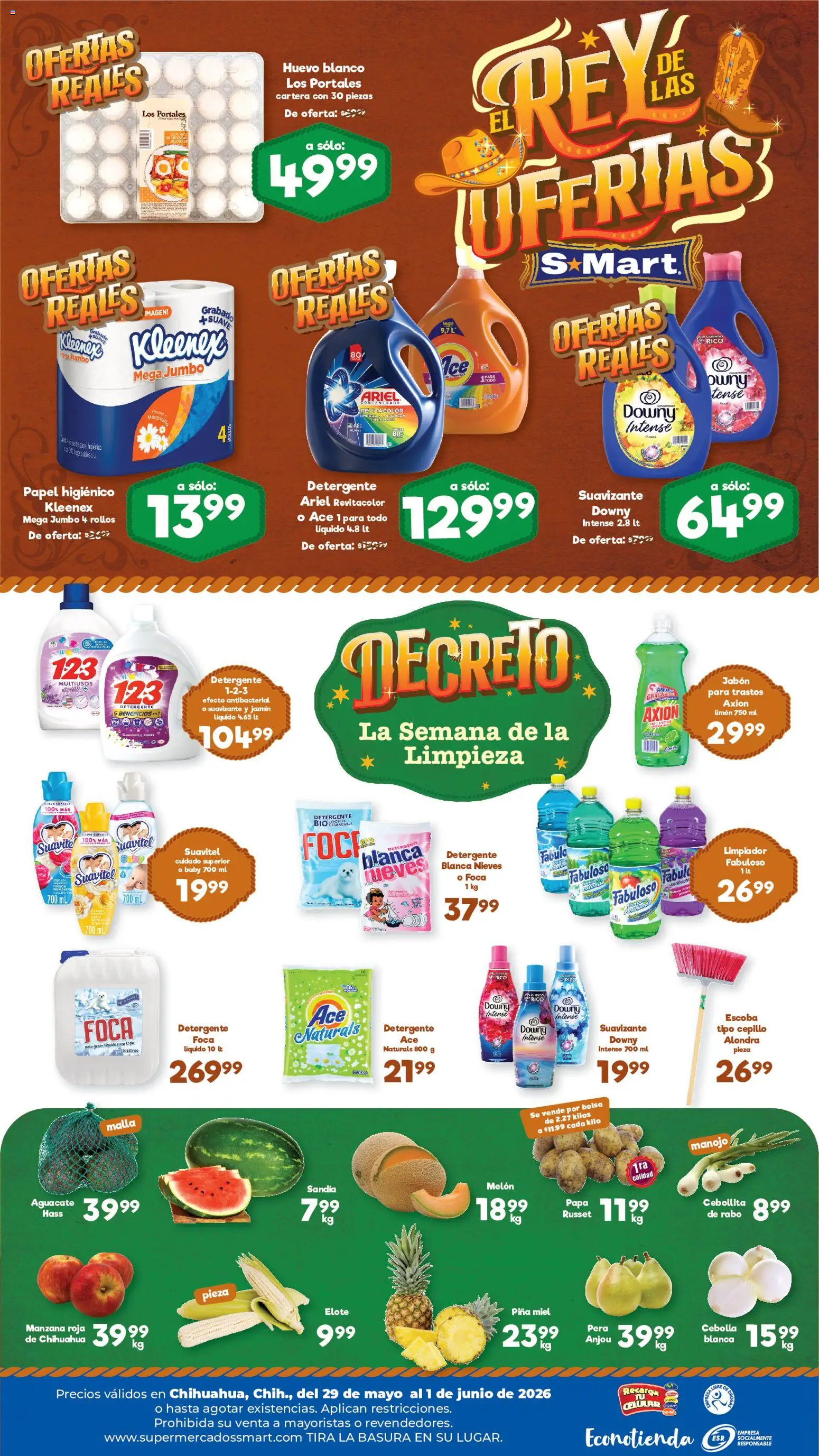 Nuevas ofertas de S-Mart válidas en toda la República Mexicana desde el 29.05.2026. ¡Encuentra las mejores ofertas en S-Mart folleto Chihuahua! | Página: 2 | Productos: Pera, Sandía, Escoba, Limpiador