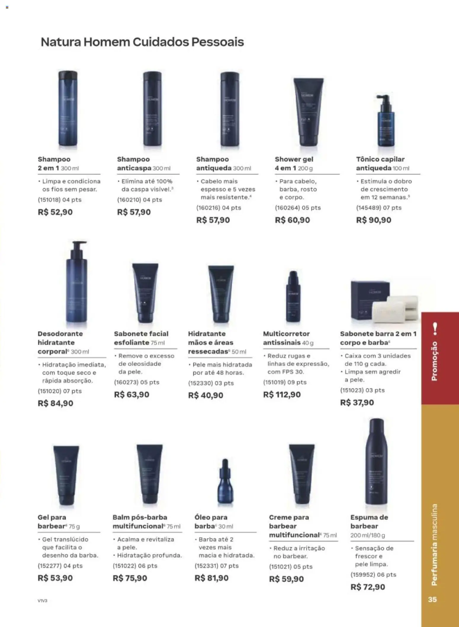 Natura Folheto - válido de 29/06/2026 | Página: 35 | Produtos: Shampoo, Espuma de barbear, Desodorante, Sabonete