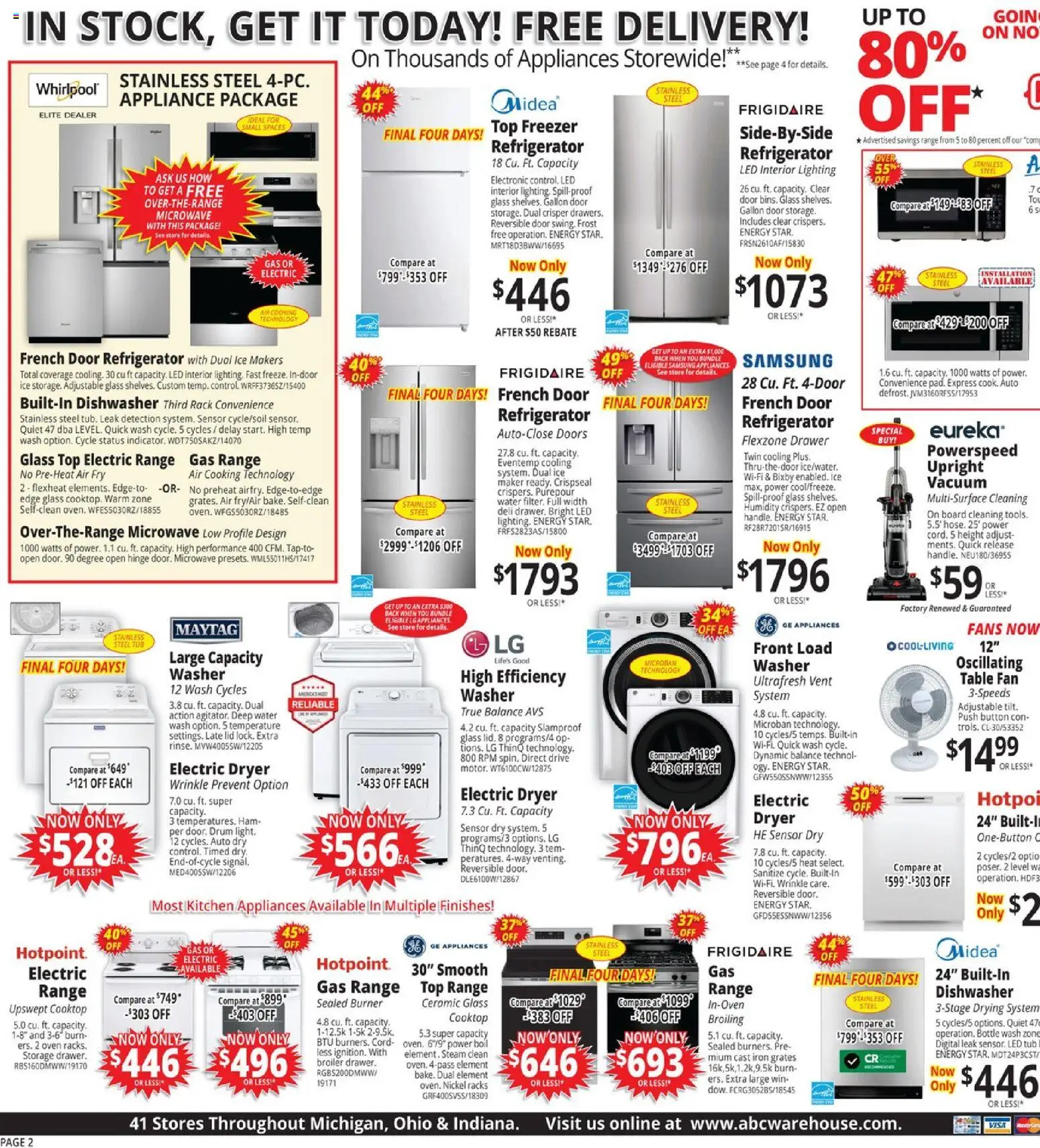 ABC Warehouse Weekly Ad - valid from 31.05.2026 | Page: 2 | Products: Microwave, Freezer, Dishwasher, Iron