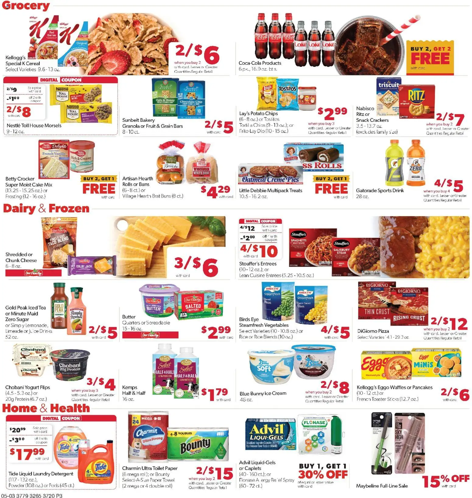 Family Fare Weekly Ad - IA - valid from 03.05.2026 | Page: 3 | Products: Bakery, Pan, Detergent, Chips