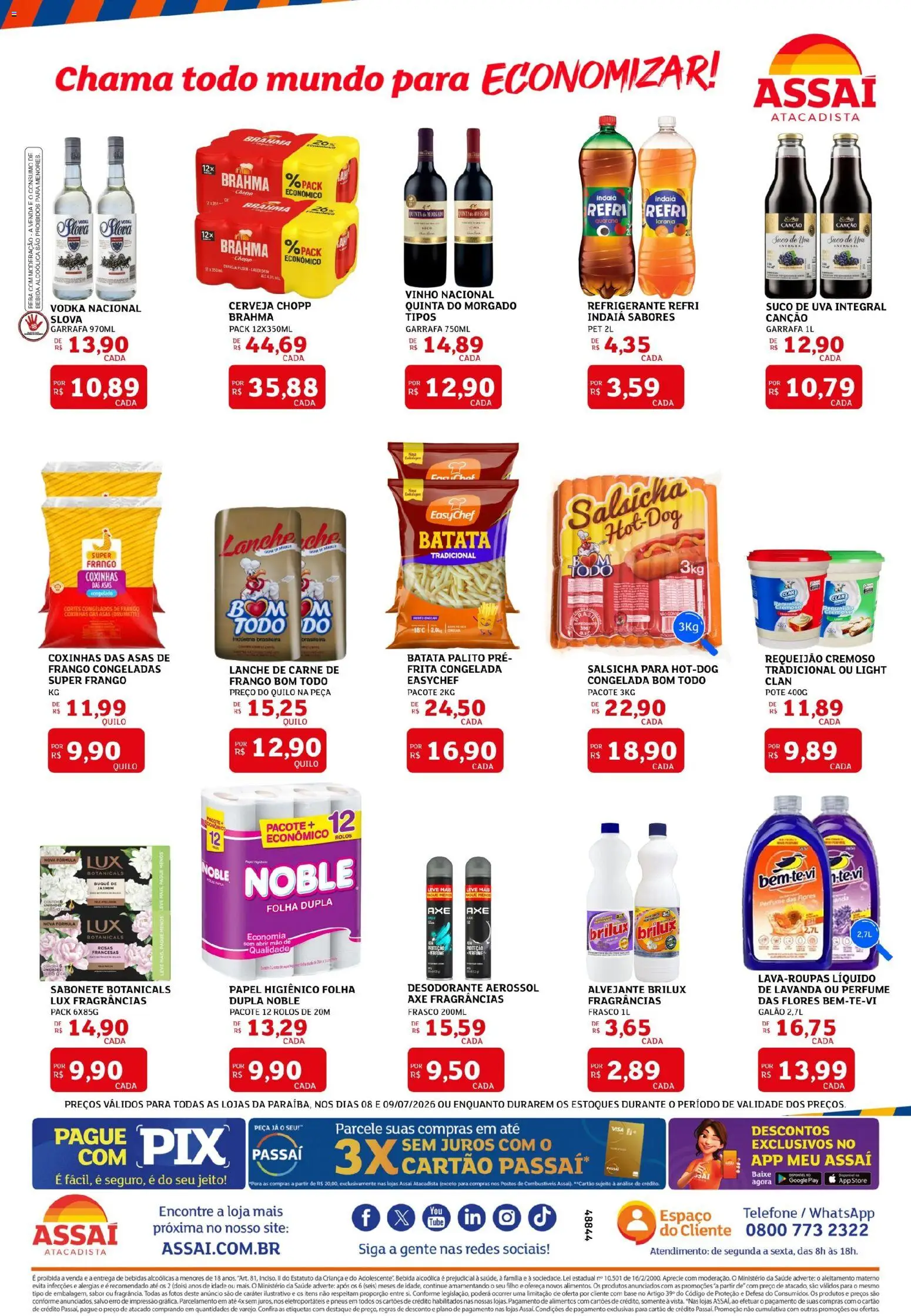 Assaí Atacadista Folheto - válido de 08/07/2026 | Página: 2 | Produtos: Alvejante, Vodka, Frango, Requeijão