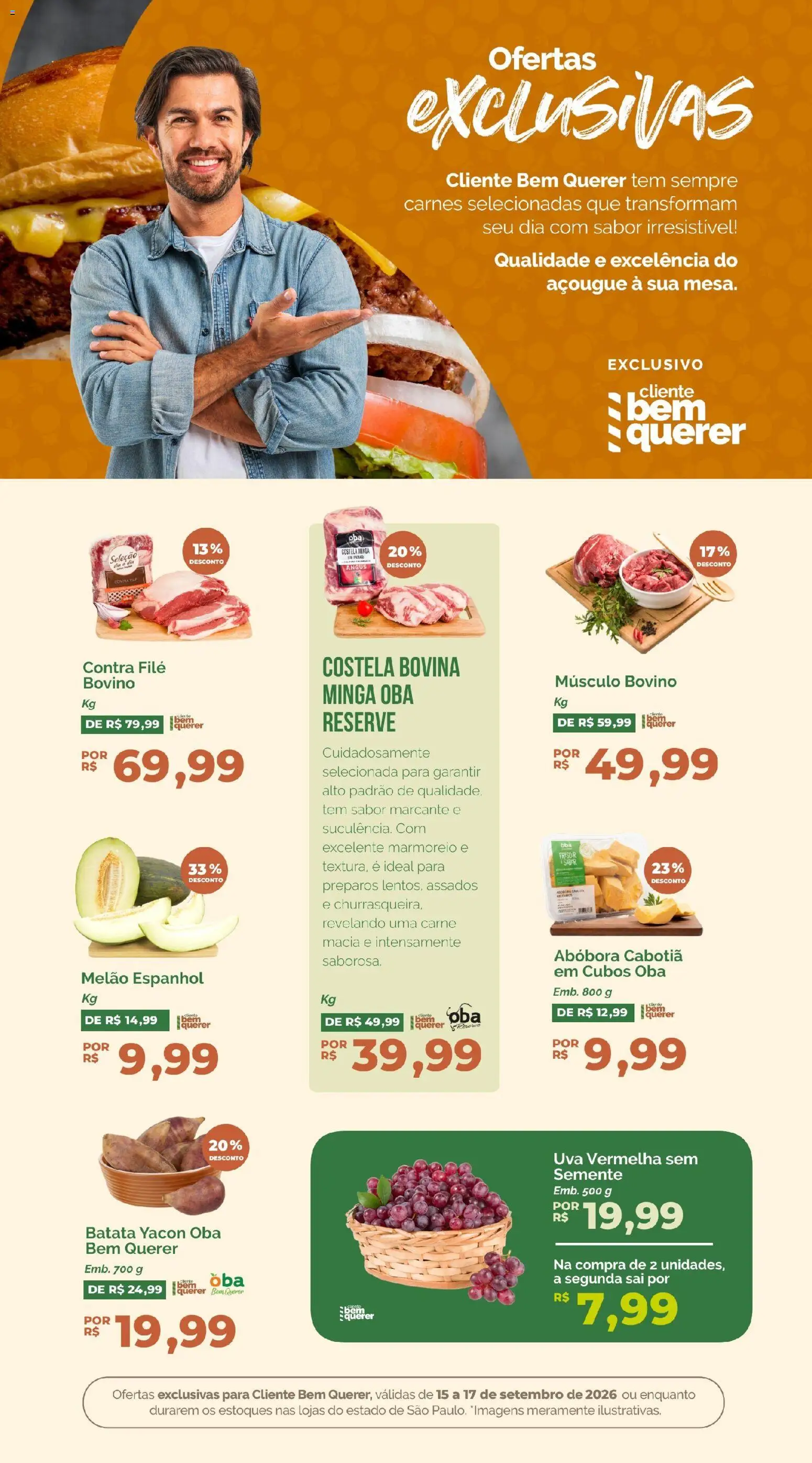 Oba Hortifruti Folheto - válido de 15/09/2026 | Página: 5 | Produtos: Abóbora, Músculo bovino, Uva, Manga