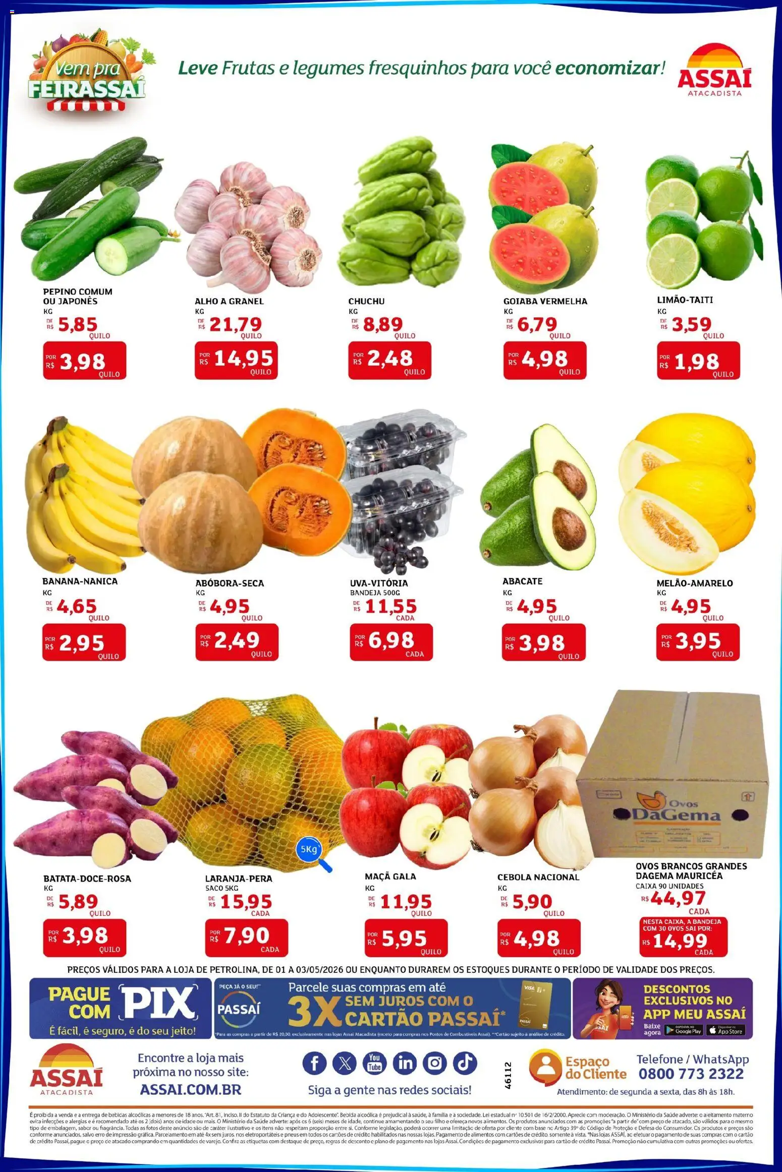 Assaí Atacadista Folheto - válido de 01.05.2026 | Página: 3 | Produtos: Ovos, Pneus, Base, Bebida