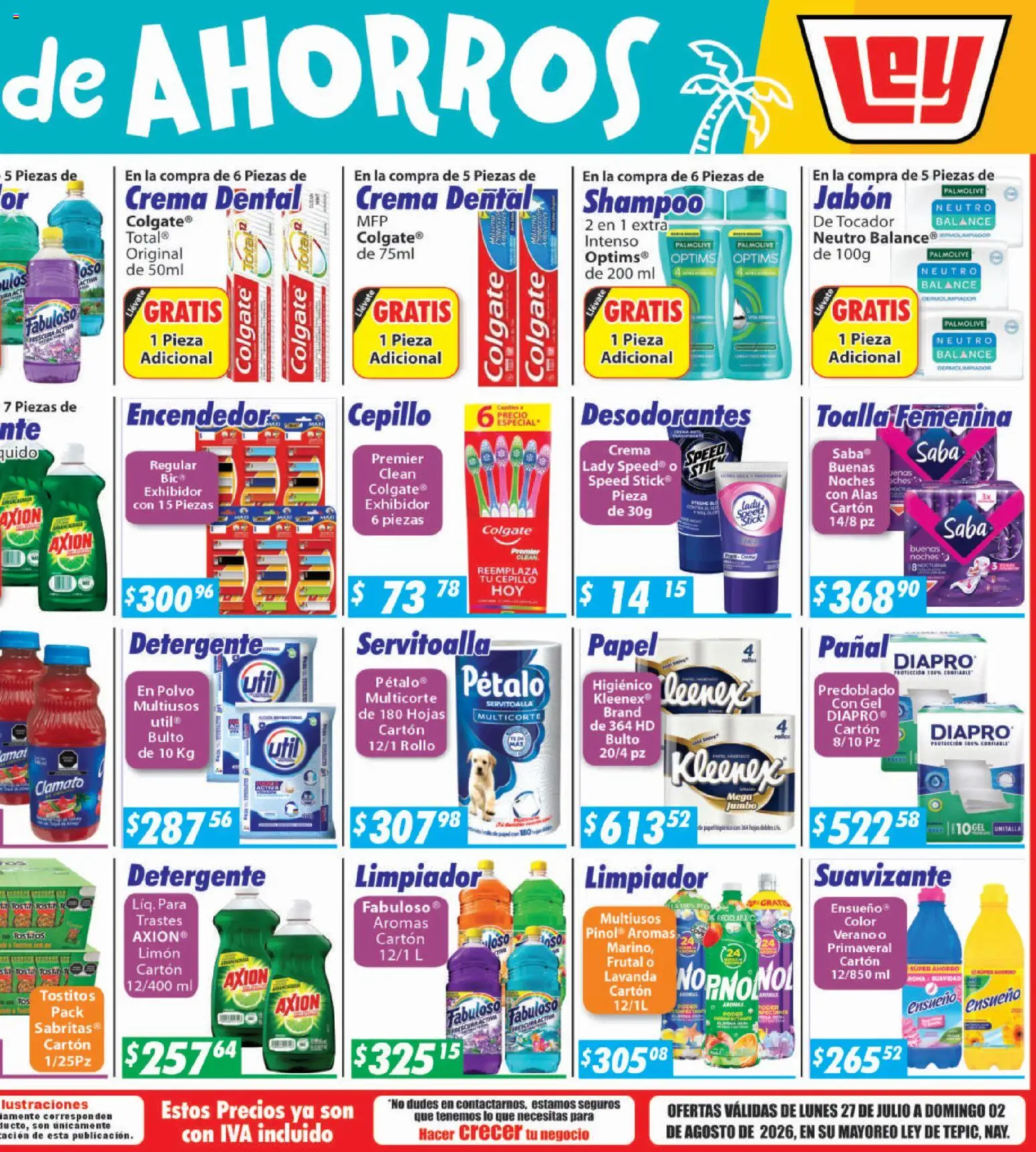 Nuevas ofertas de Casa Ley válidas en toda la República Mexicana desde el 27/07/2026. ¡Encuentra las mejores ofertas en Casa Ley folleto Tepic! | Página: 6 | Productos: Cepillo, Suavizante, Toalla, Jabón
